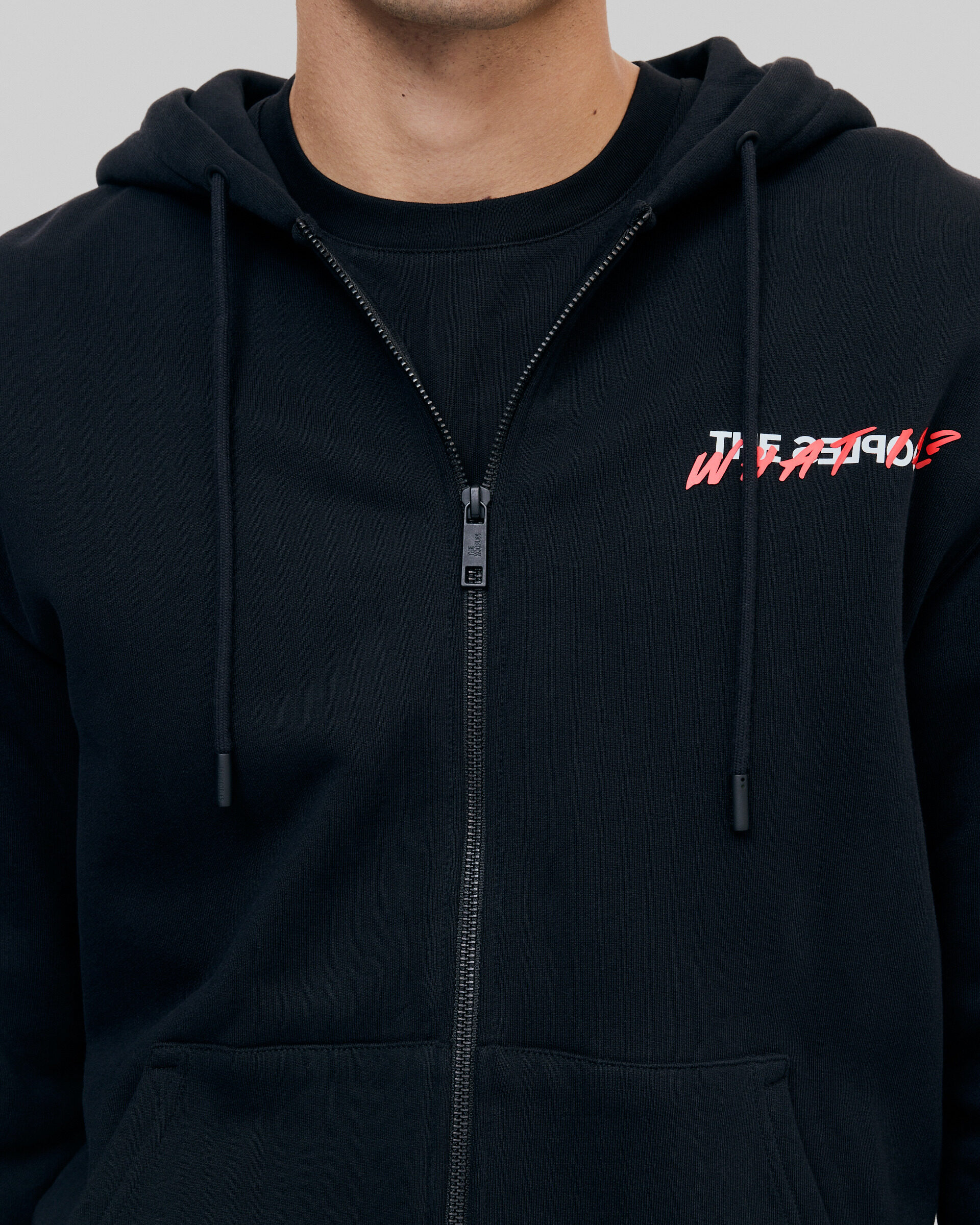 What Is Black Hooded Zip-Up Sweatshirt