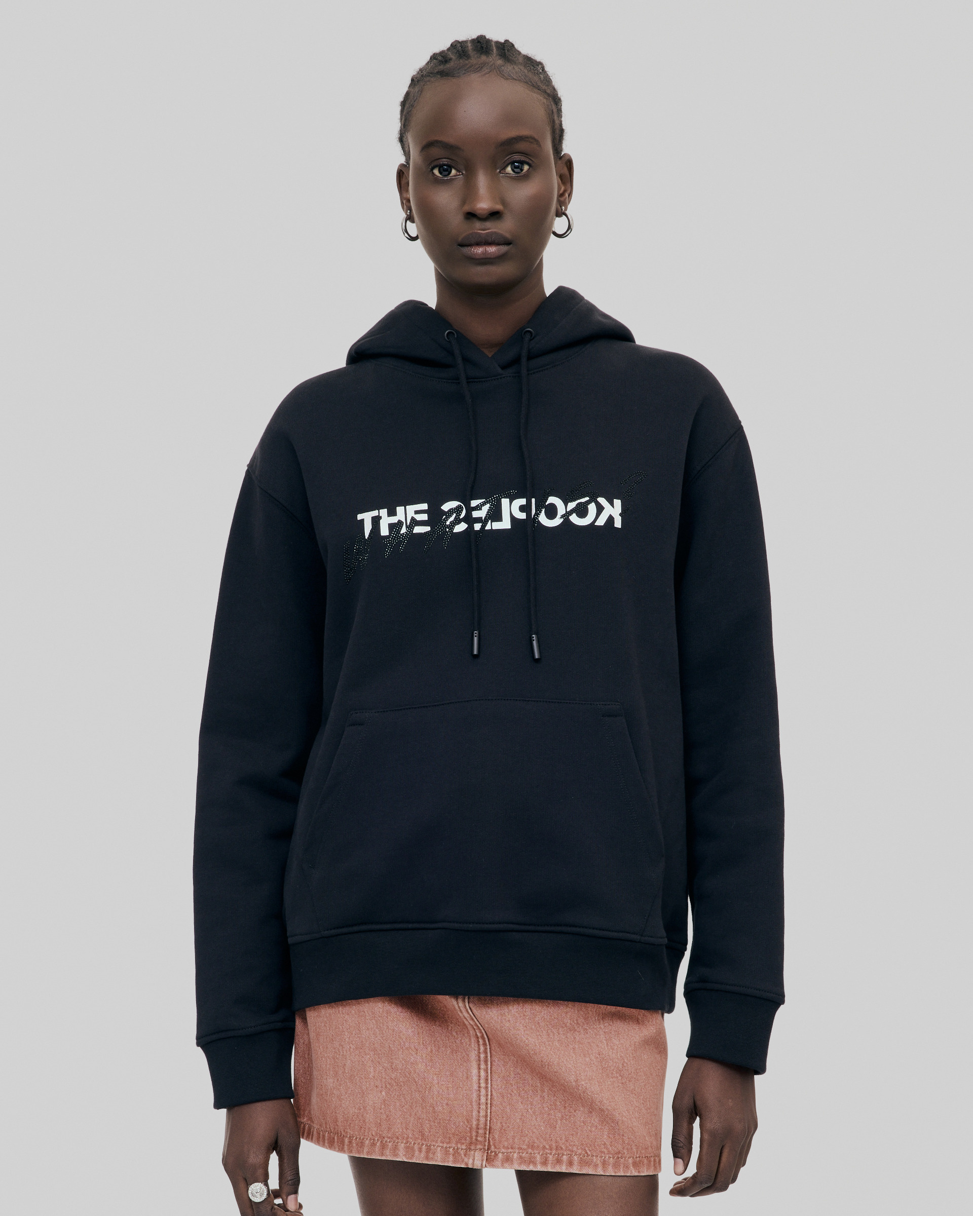 'What Is' Hoodie with Black Rhinestones