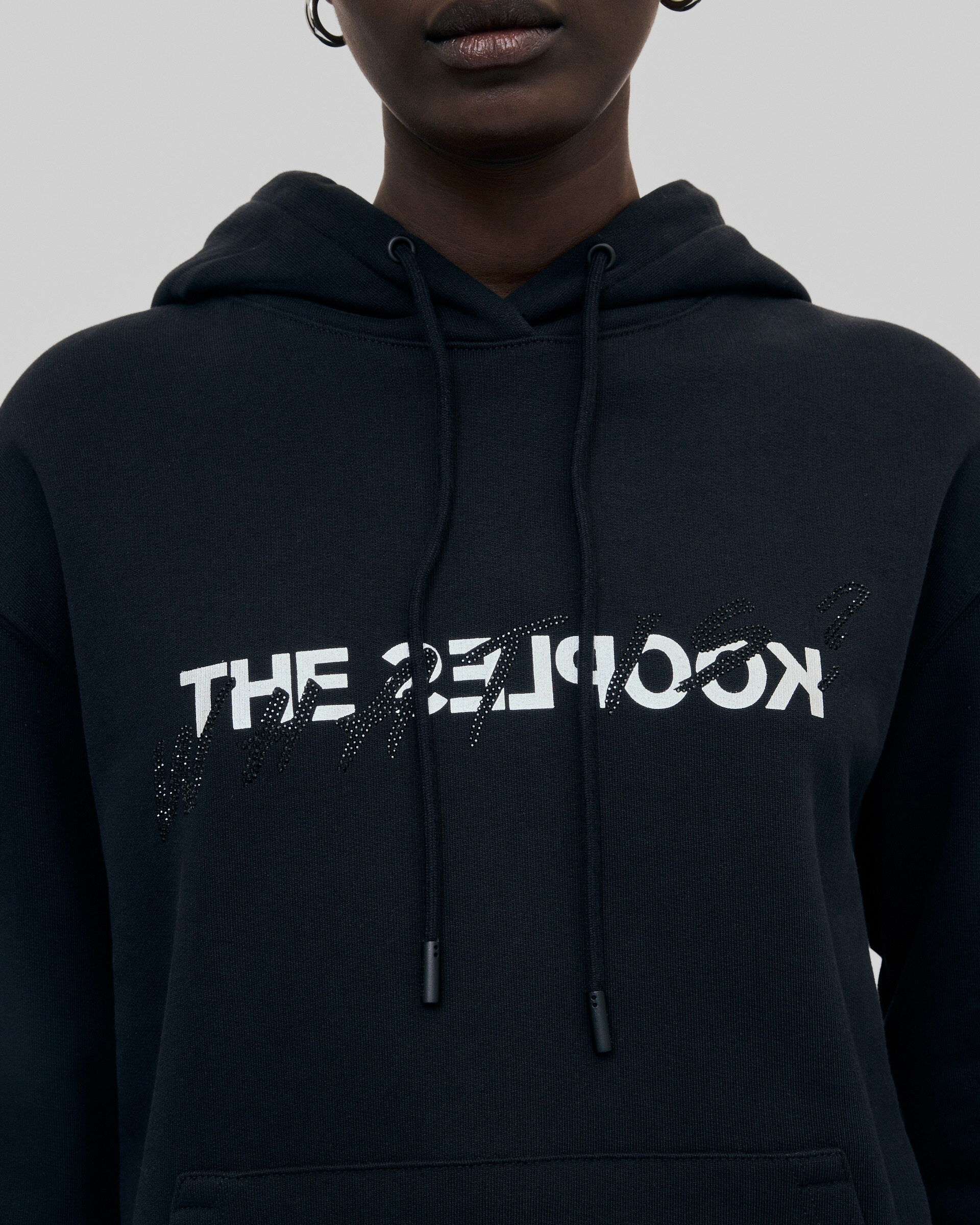 'What Is' Hoodie with Black Rhinestones