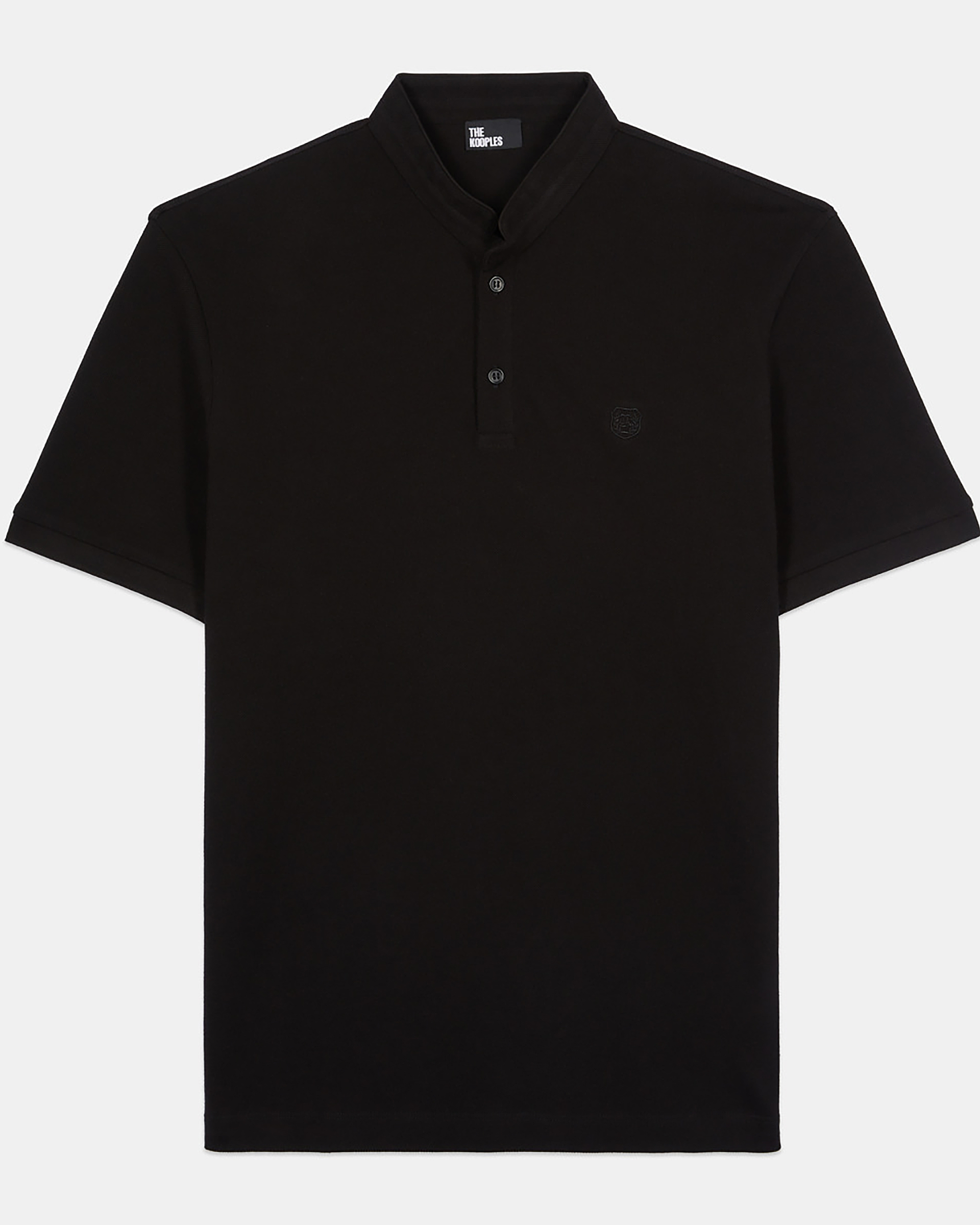 Black pique cotton polo t-shirt