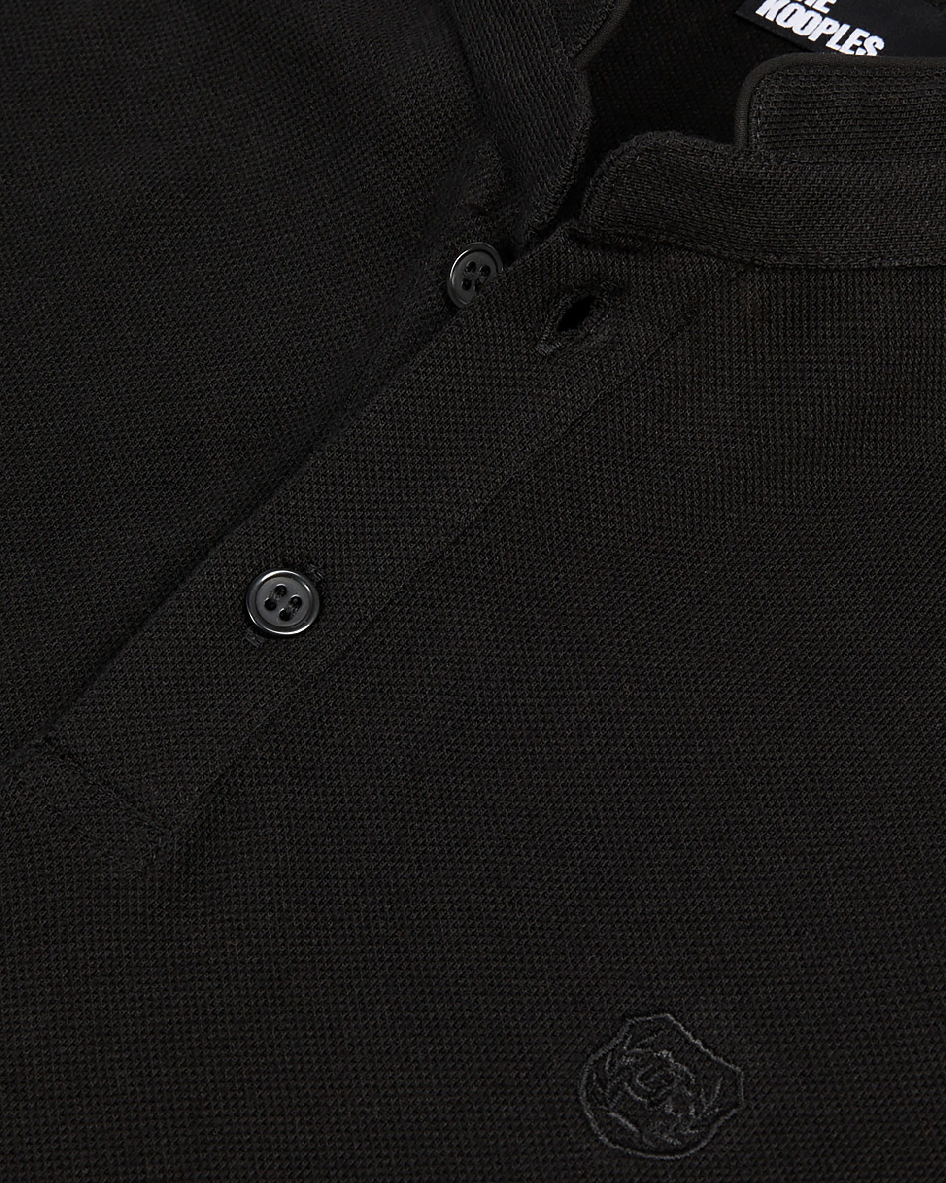 Black pique cotton polo t-shirt