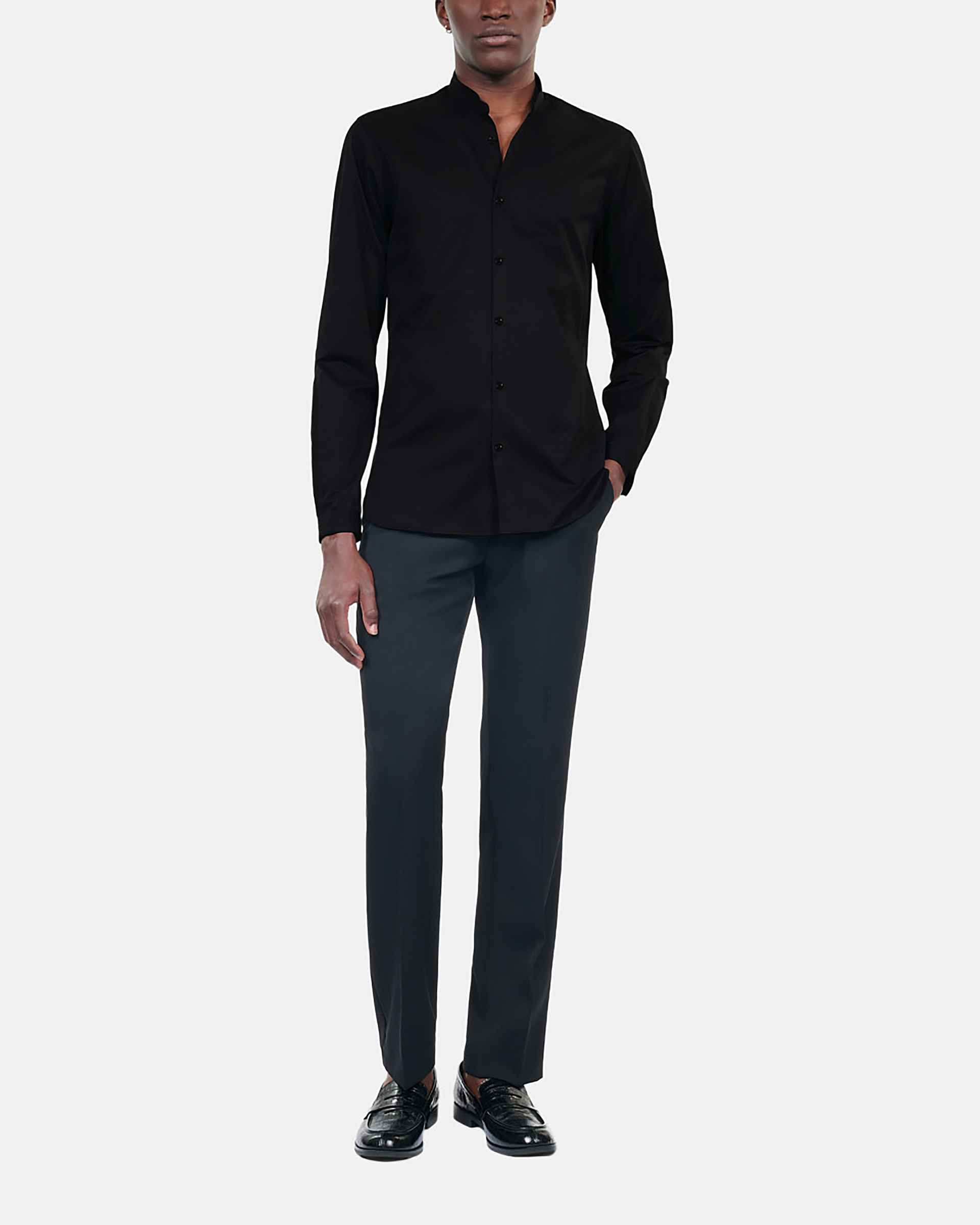 Slim-fit black smart twill shirt
