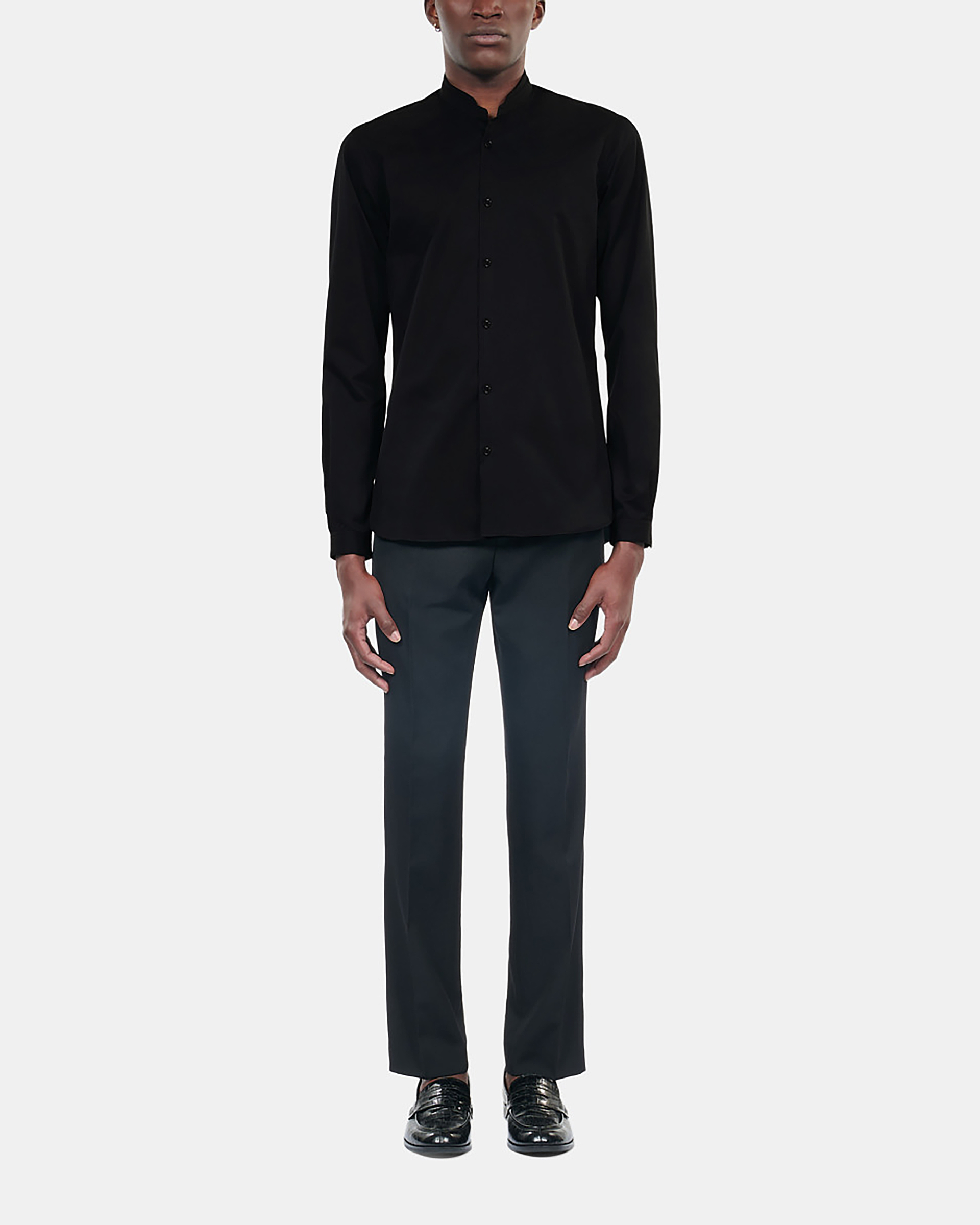 Slim-fit black smart twill shirt