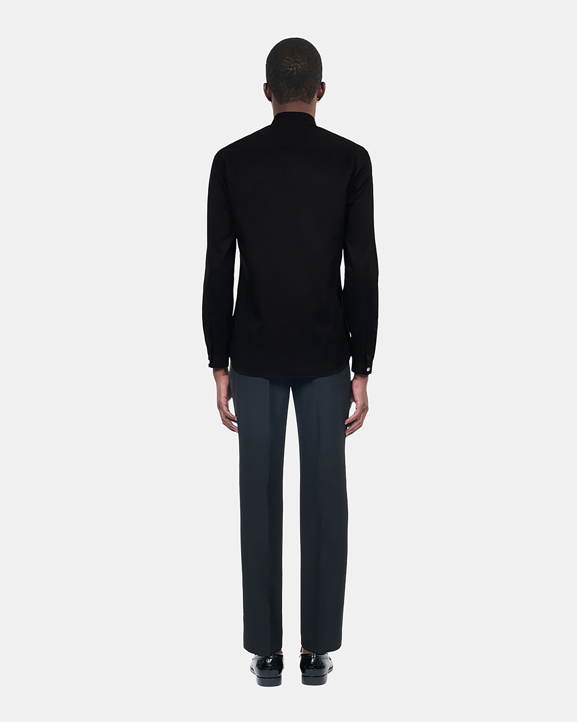 Slim-fit black smart twill shirt