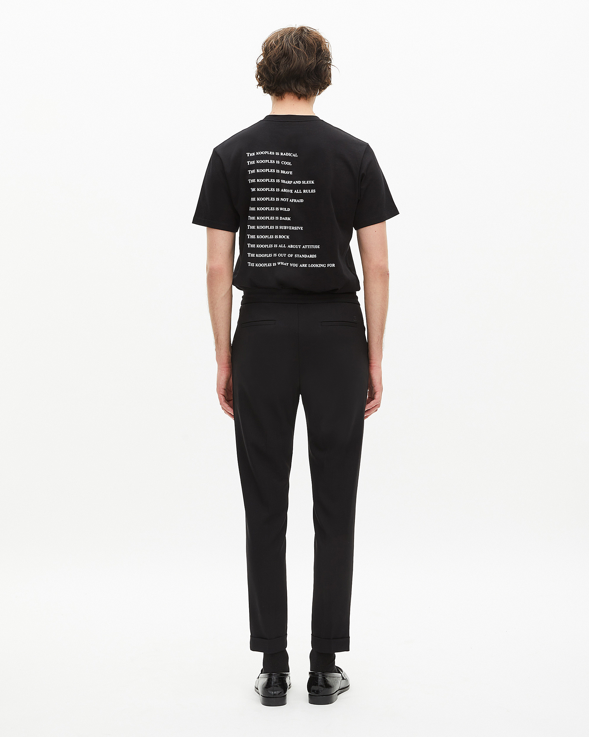 Black straight-cut wool pants 