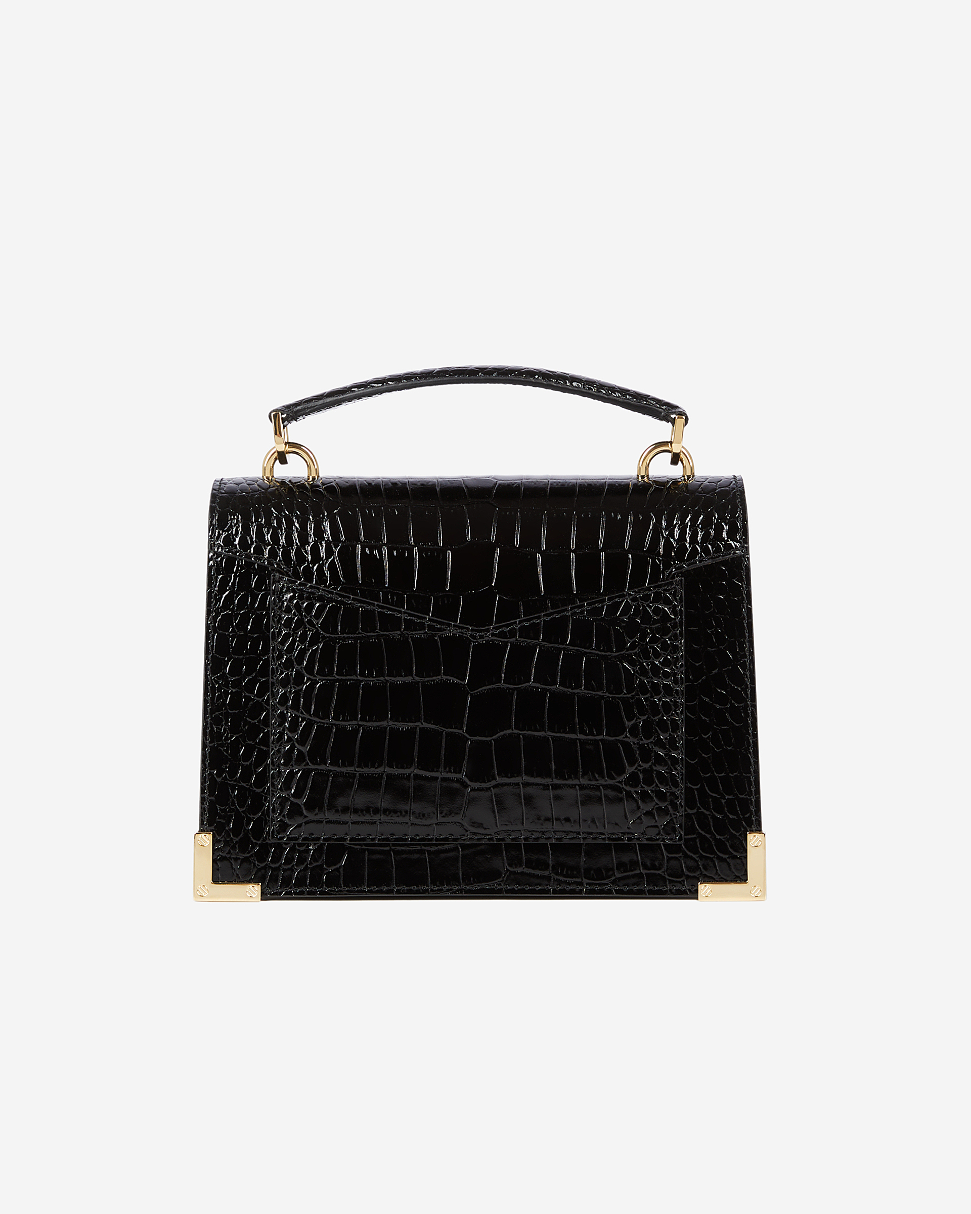 Emily small crocodile effect bag in black leather