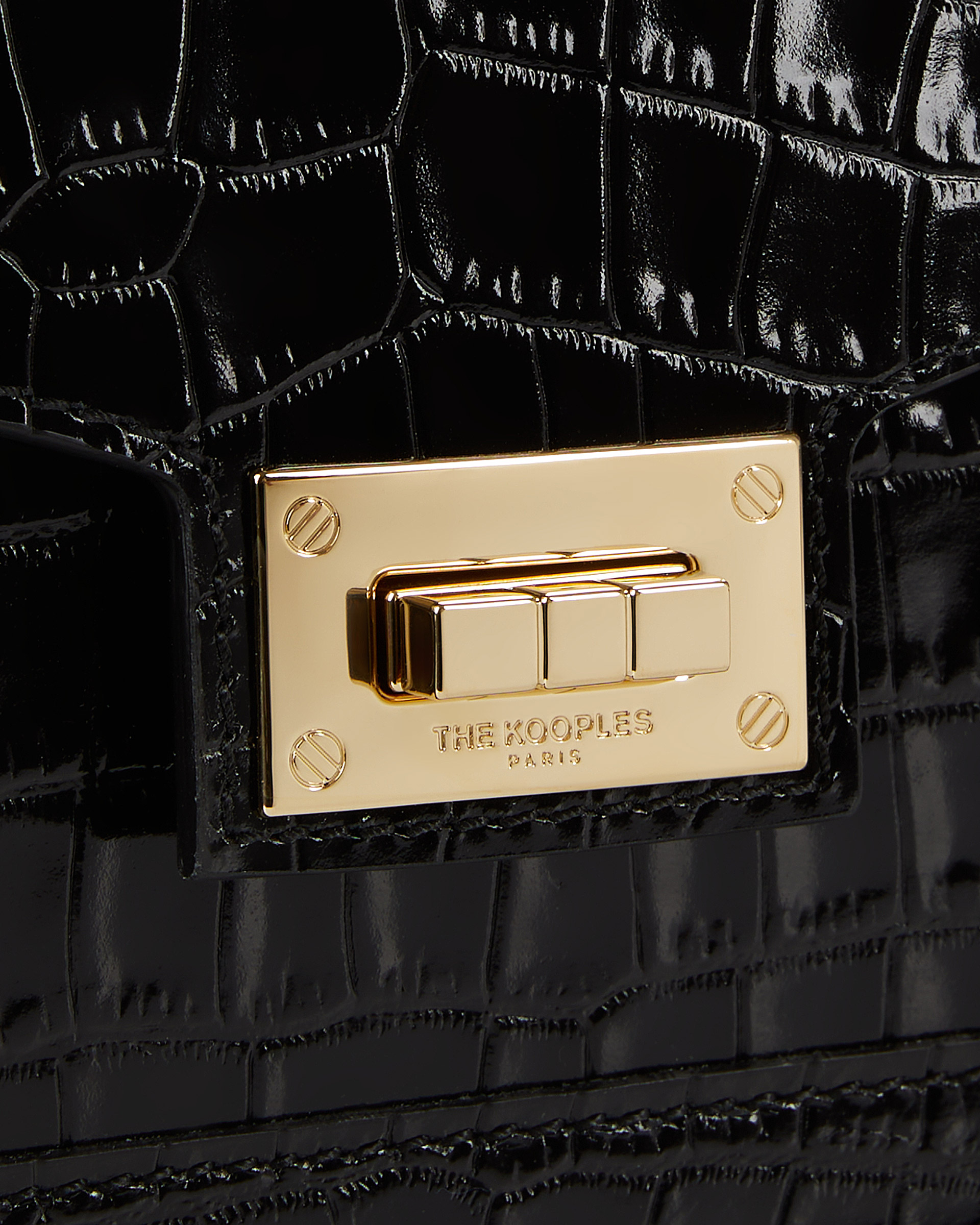 Emily small crocodile effect bag in black leather