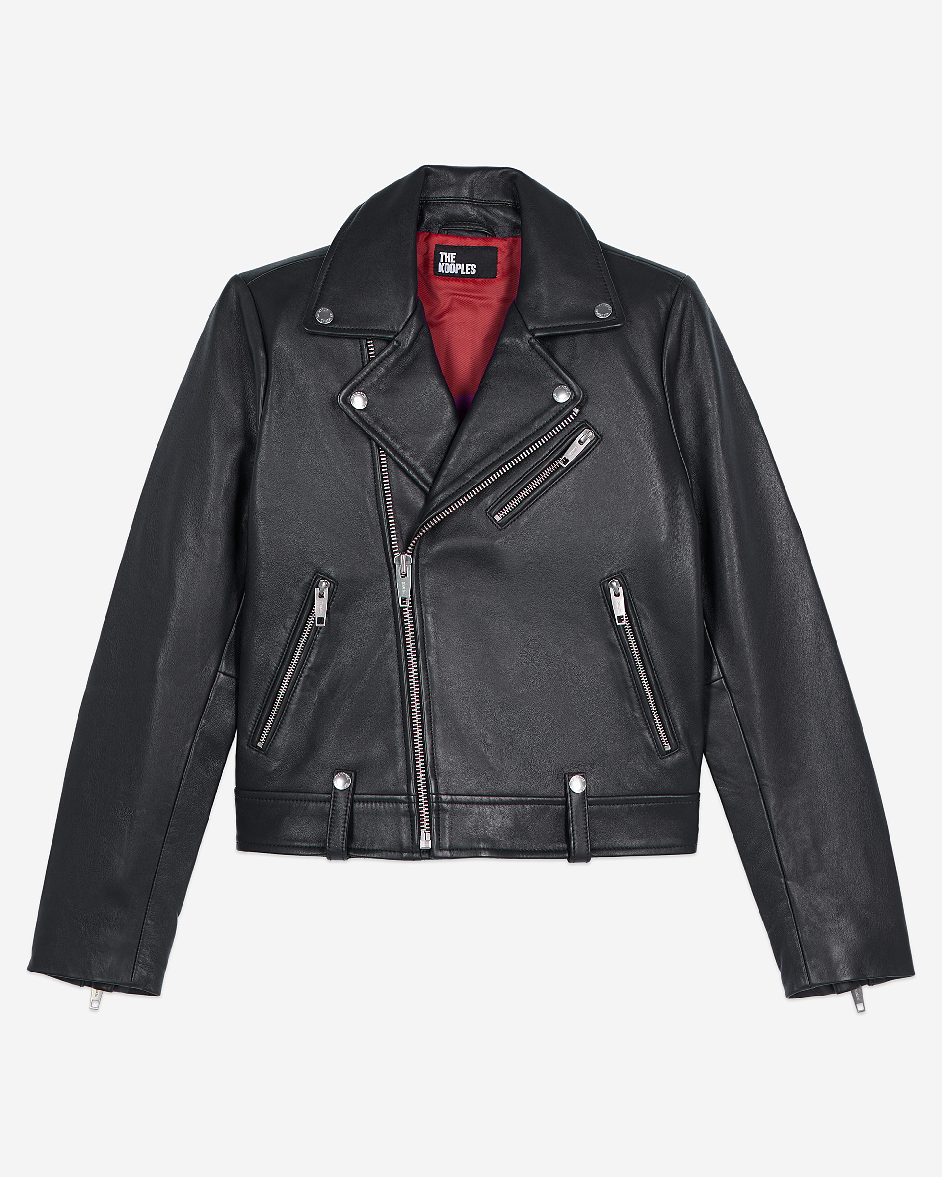 Black leather biker jacket