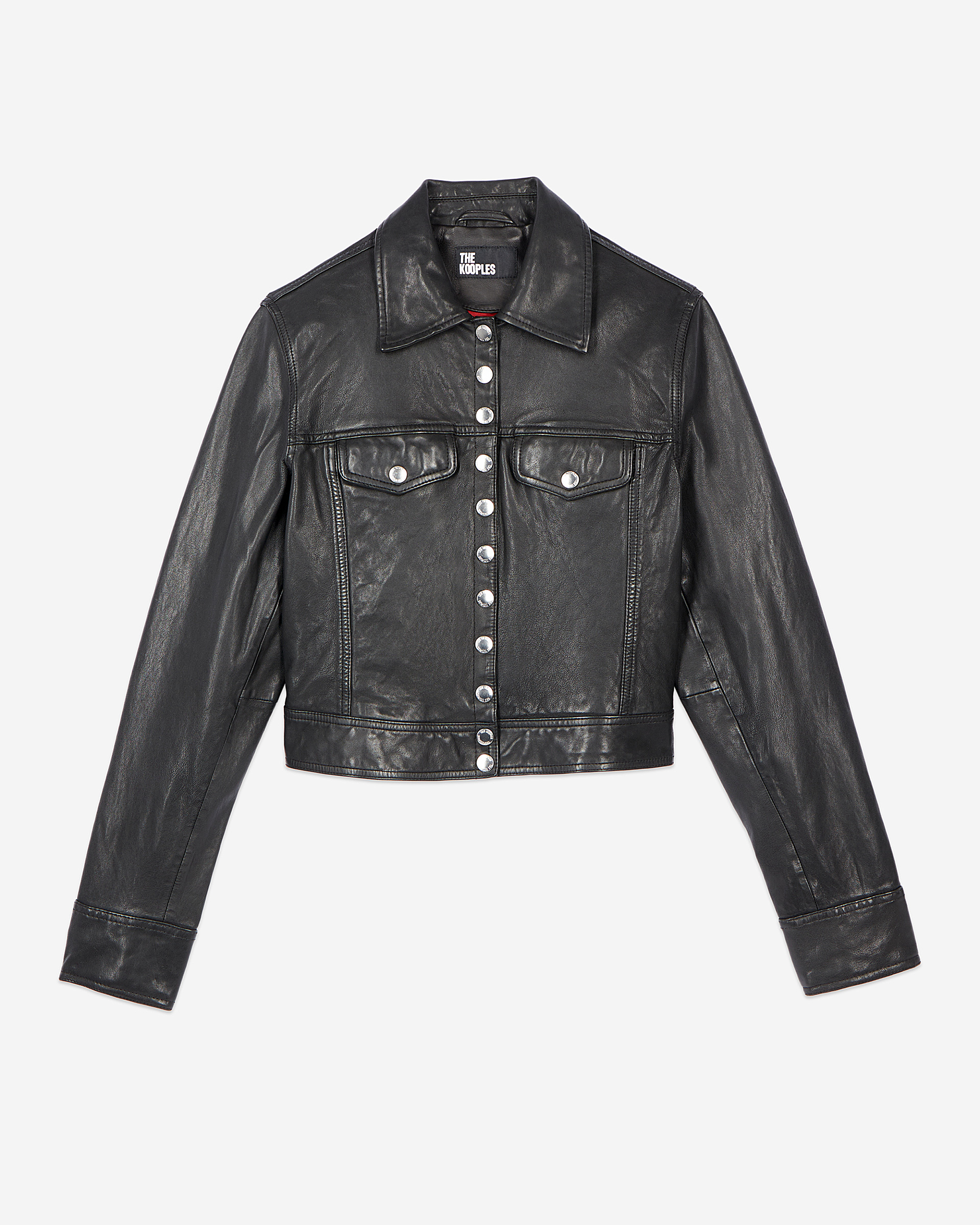 Short black leather jacket