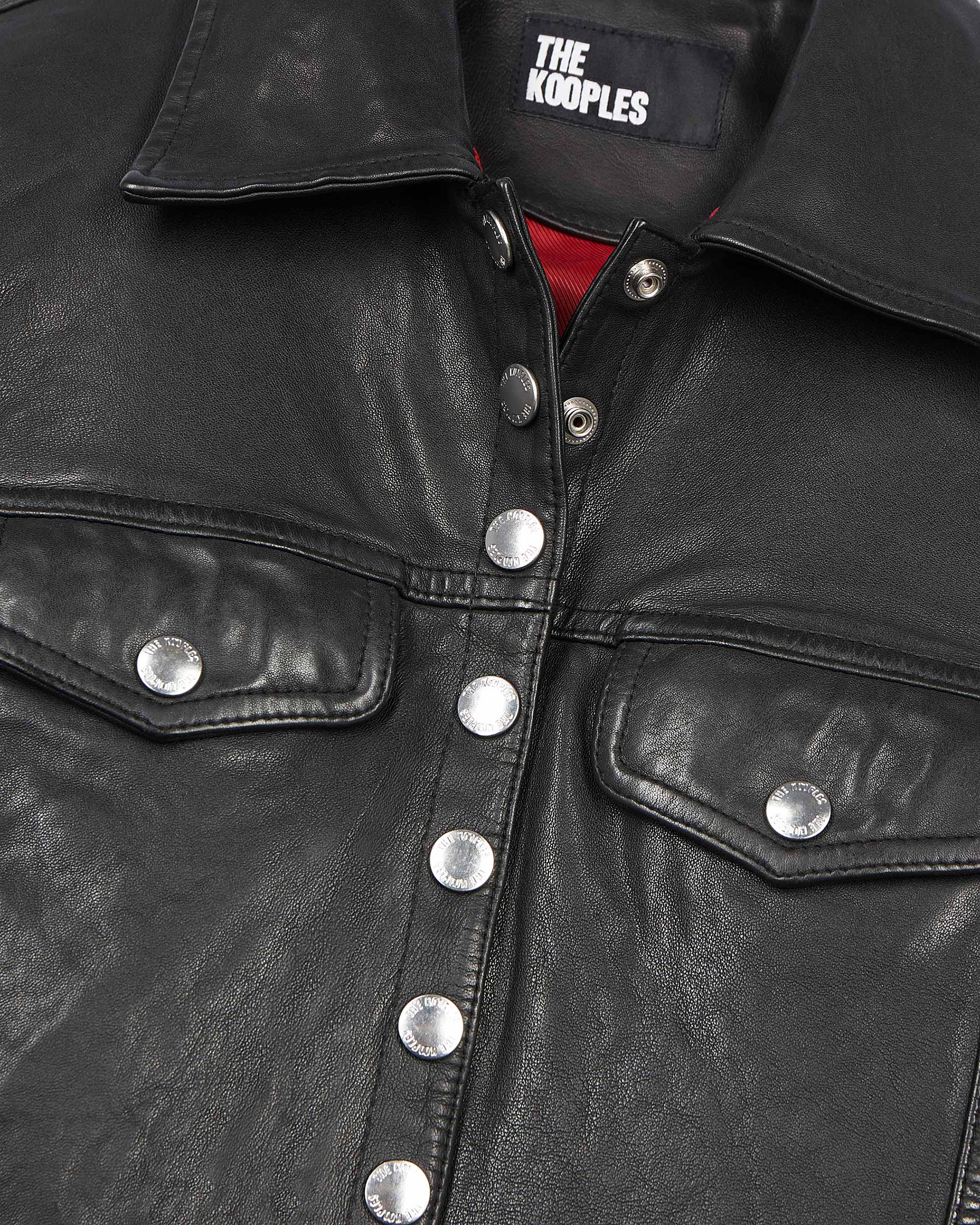Short black leather jacket