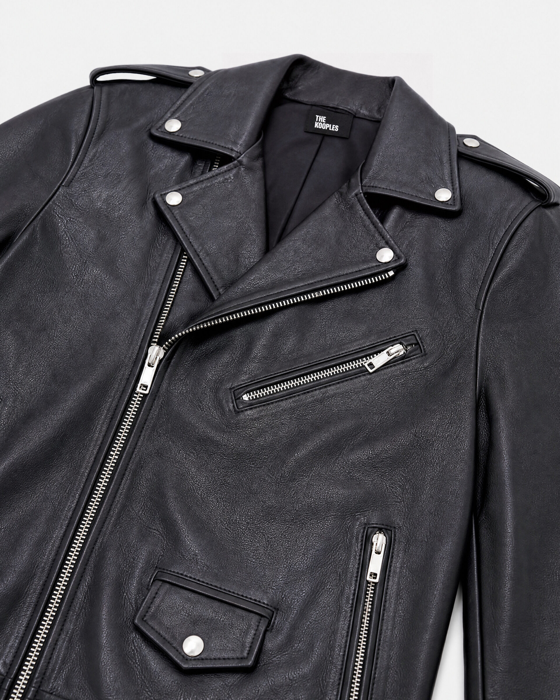 Black leather biker jacket