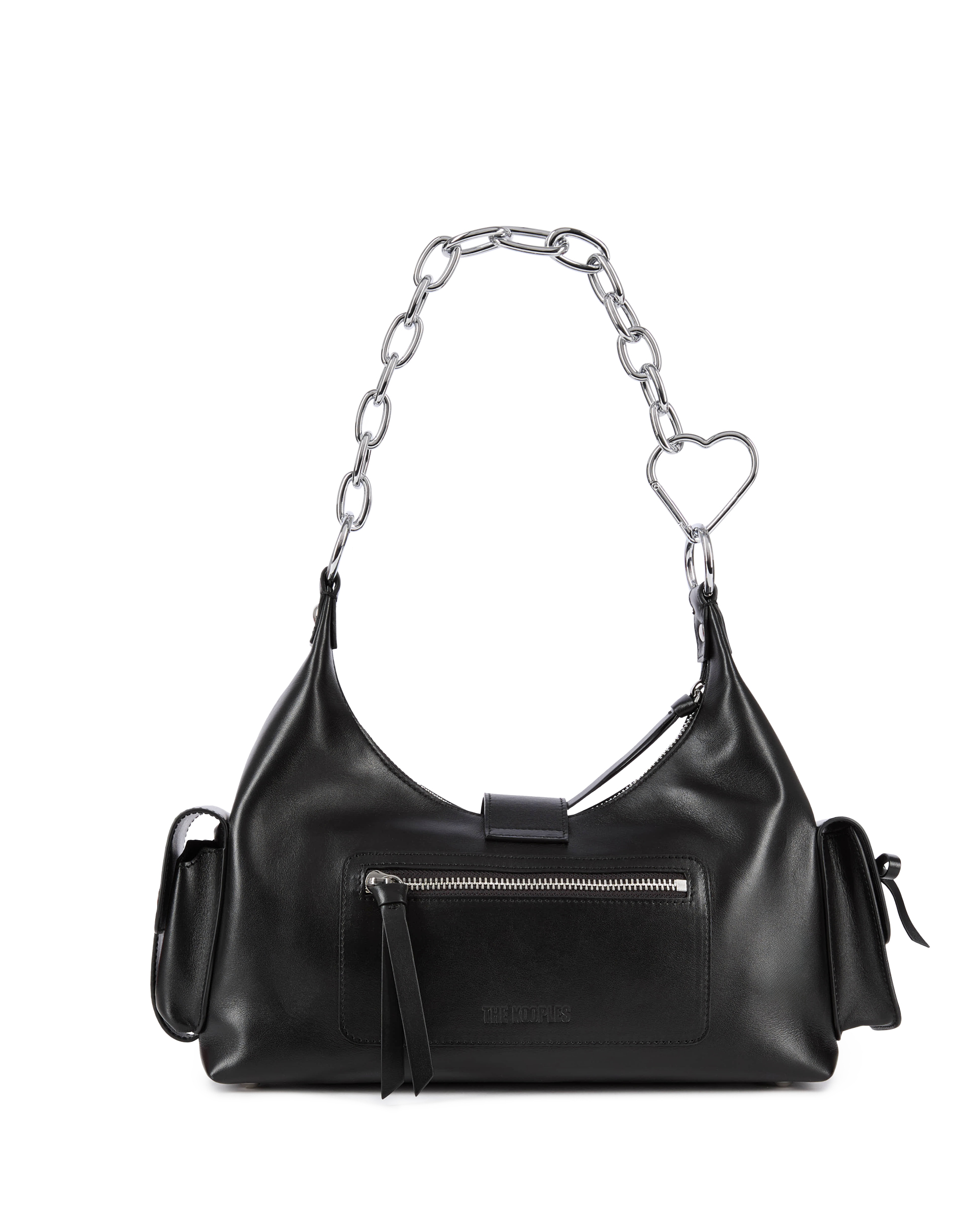 Amelia bag with smooth black leather chain