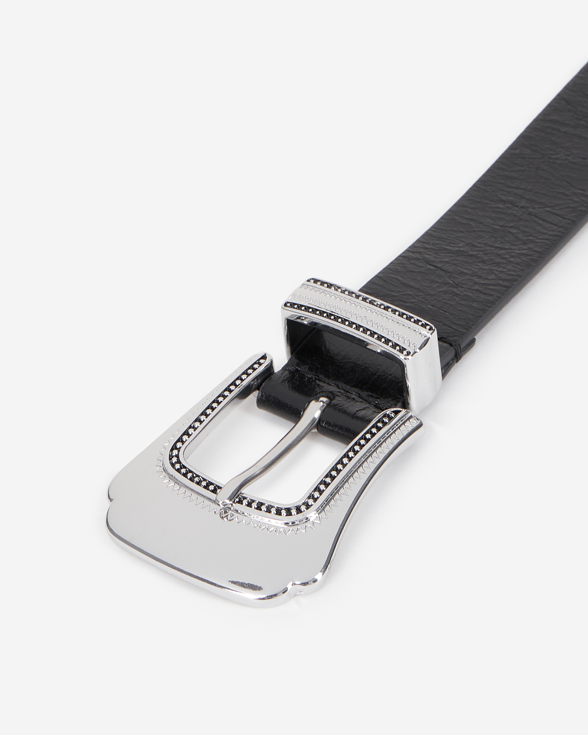 Thin black leather belt