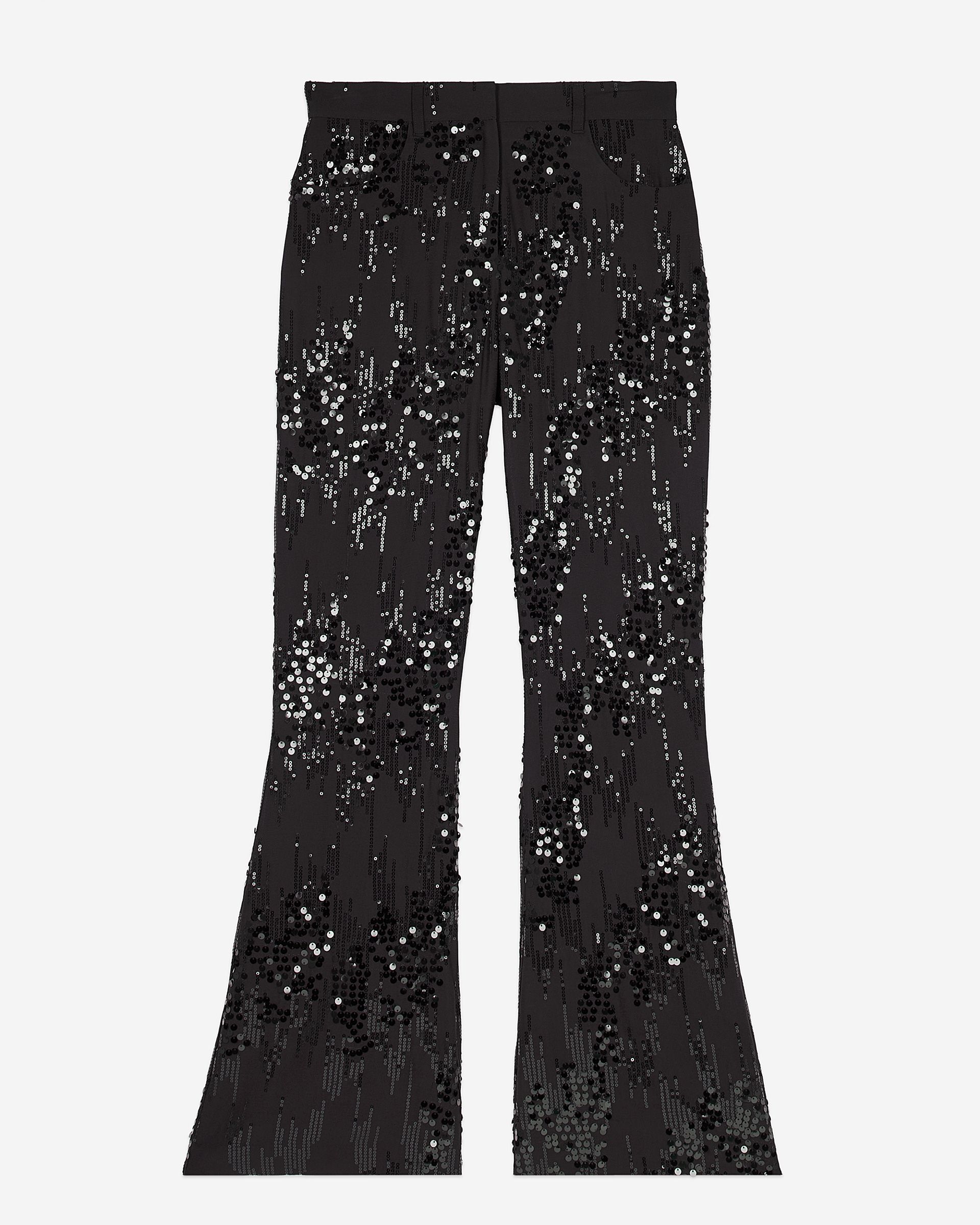 Black sequinned flare pants