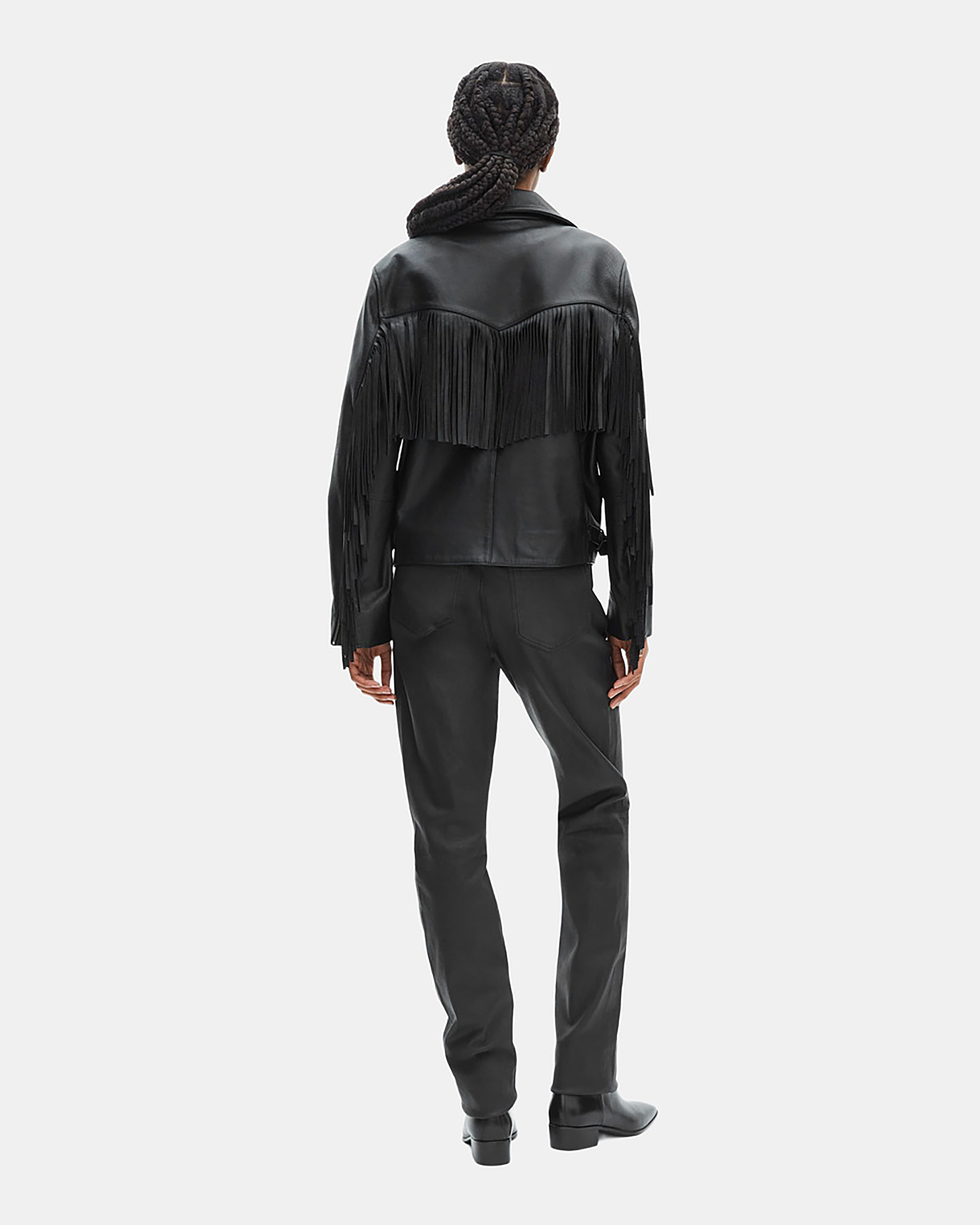 Black fringed leather jacket