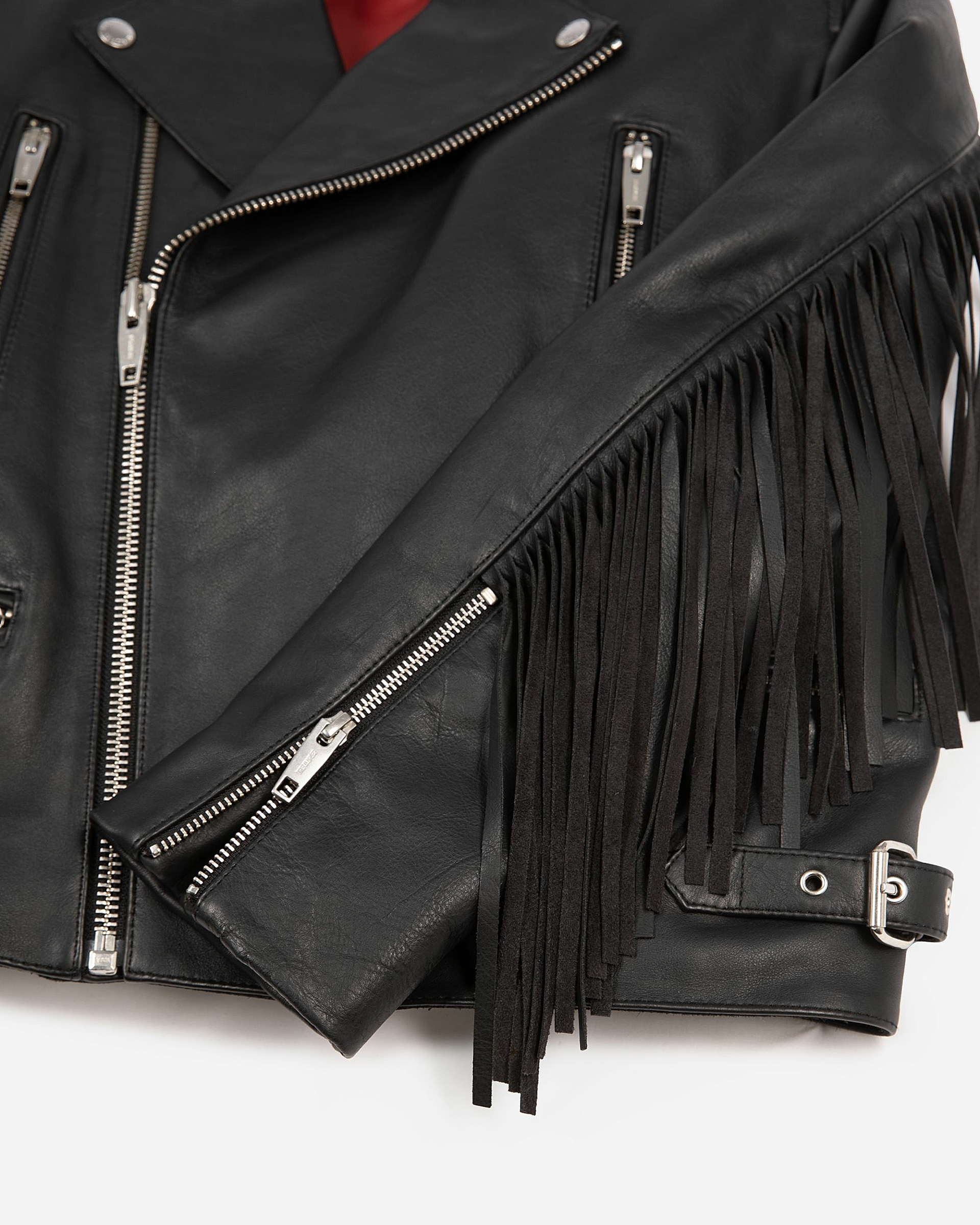 Black fringed leather jacket