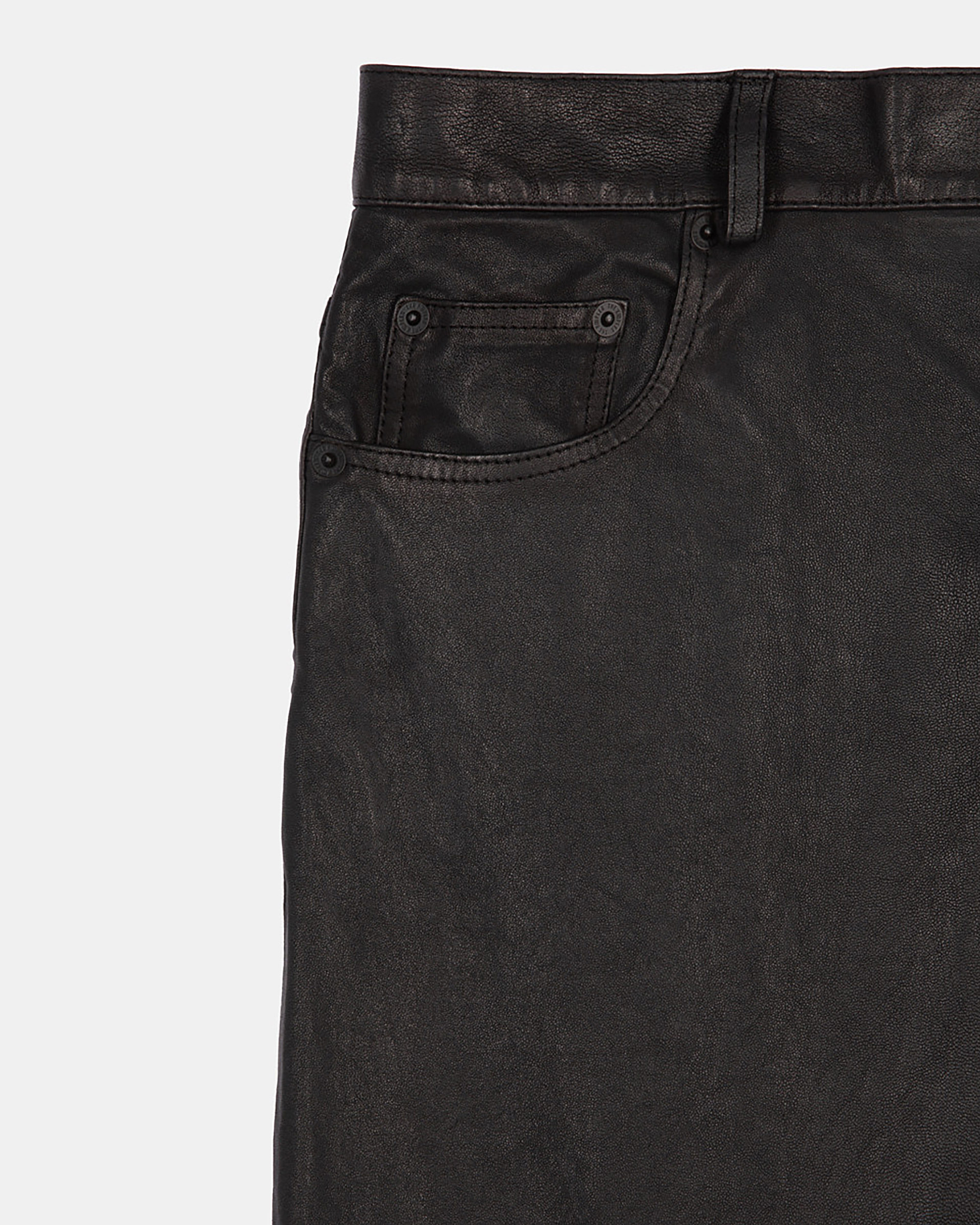 Black leather slim-fit pants