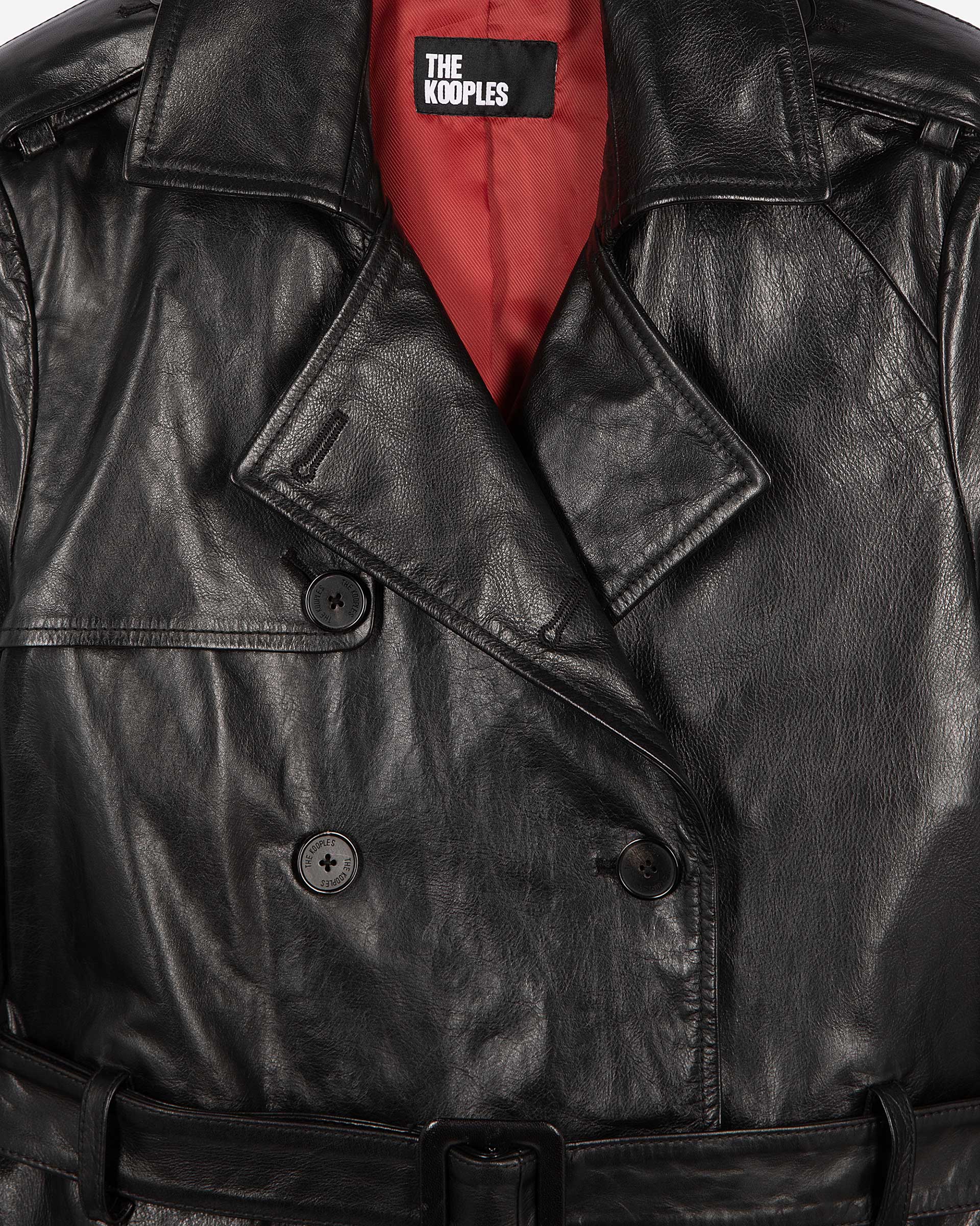 Long black leather trench coat