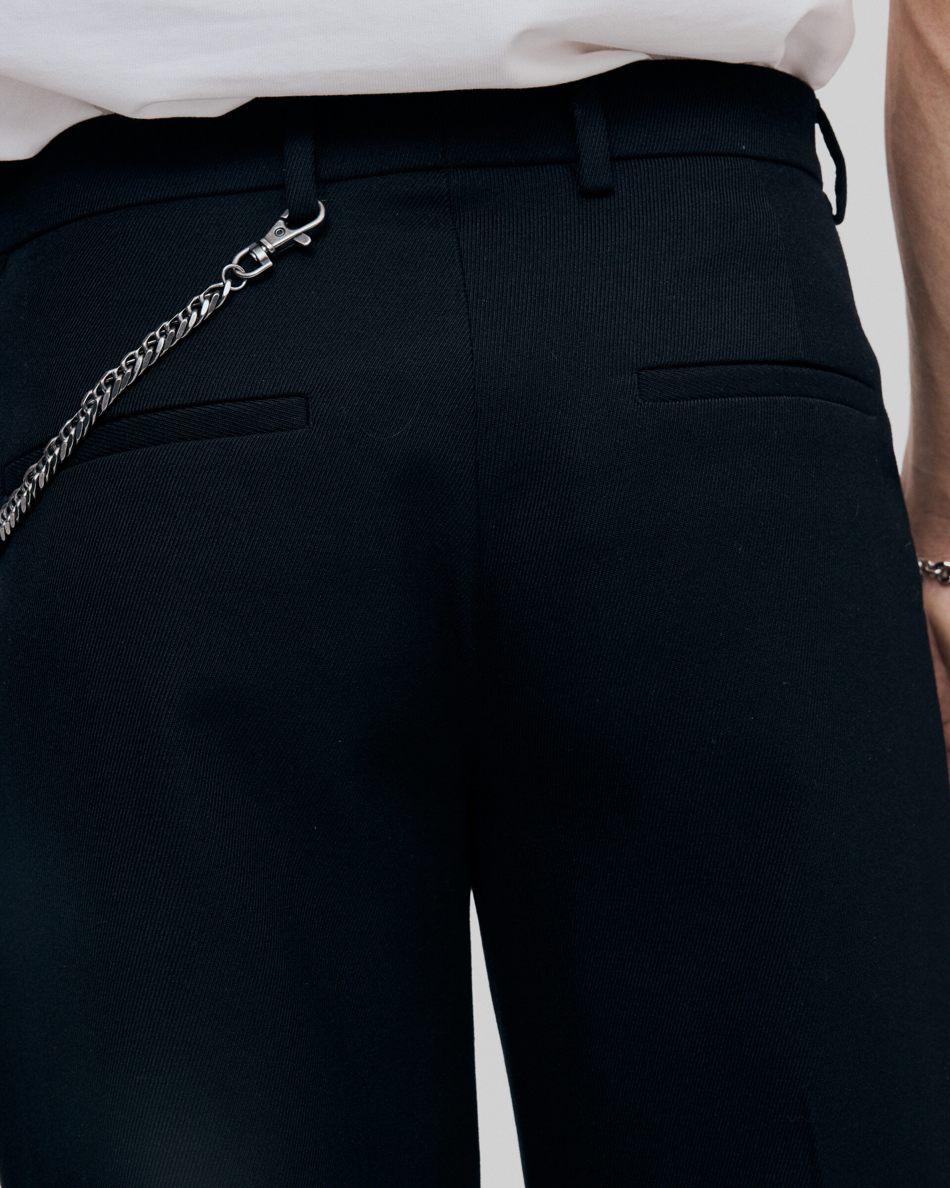 Black wide-leg wool pants