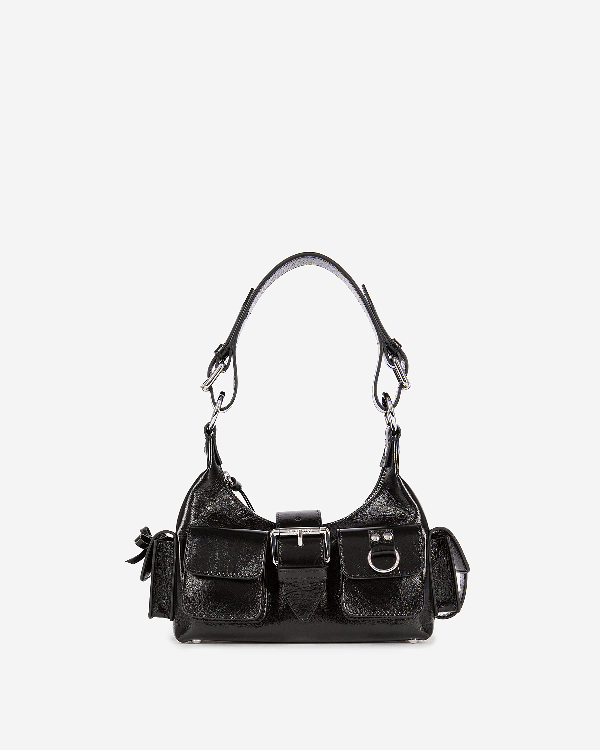 Amelia small bag in black cracked leather