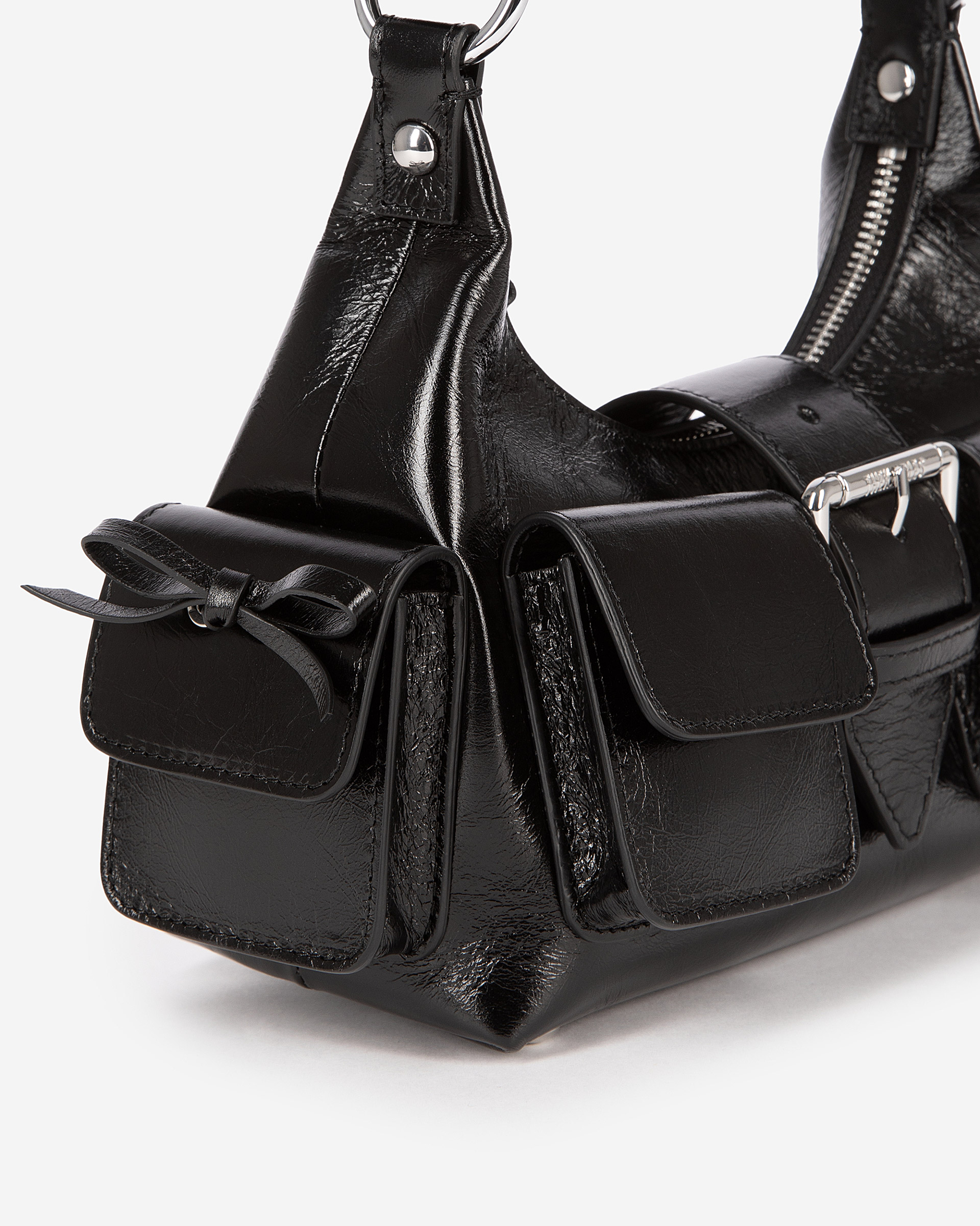Amelia small bag in black cracked leather