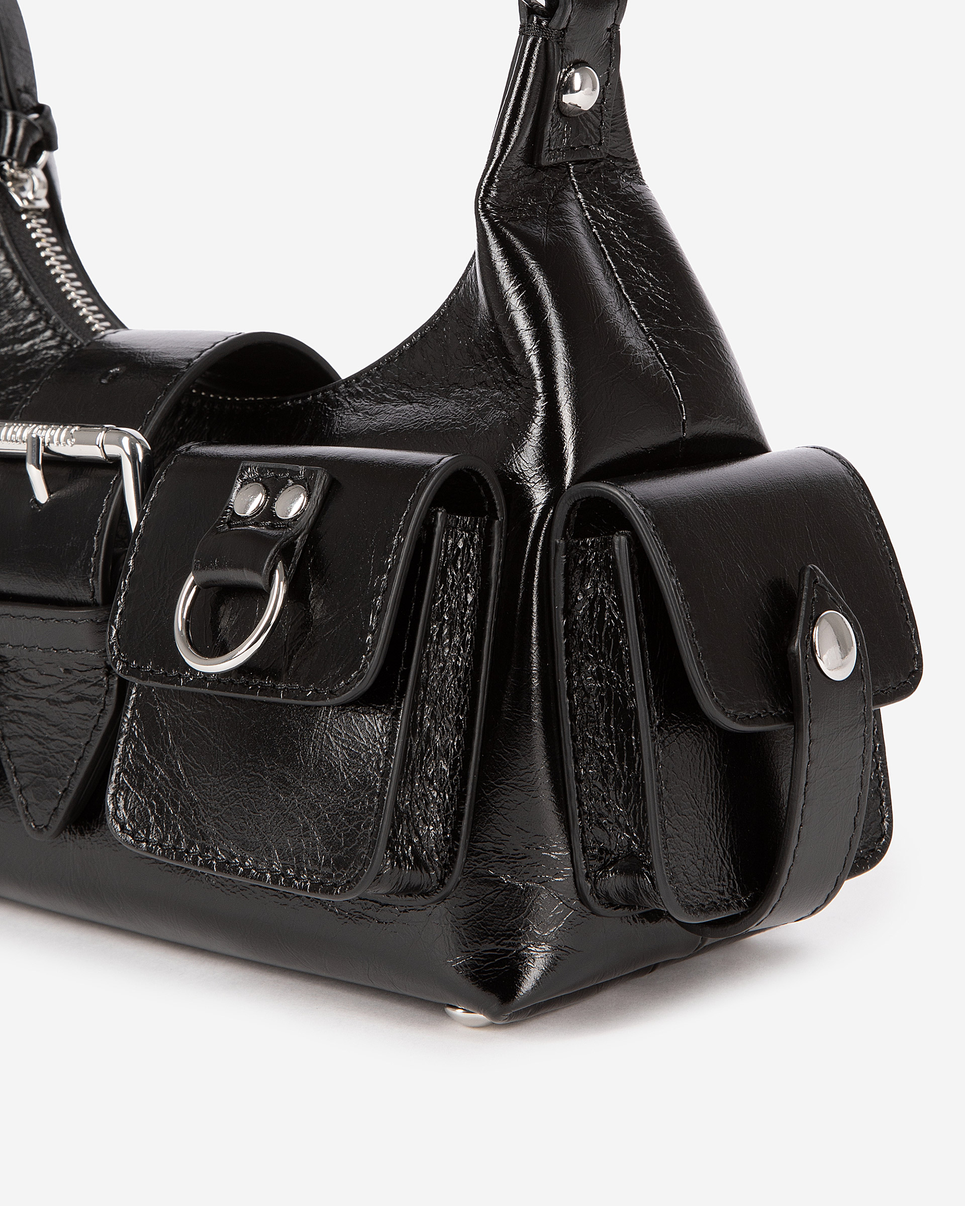 Amelia small bag in black cracked leather