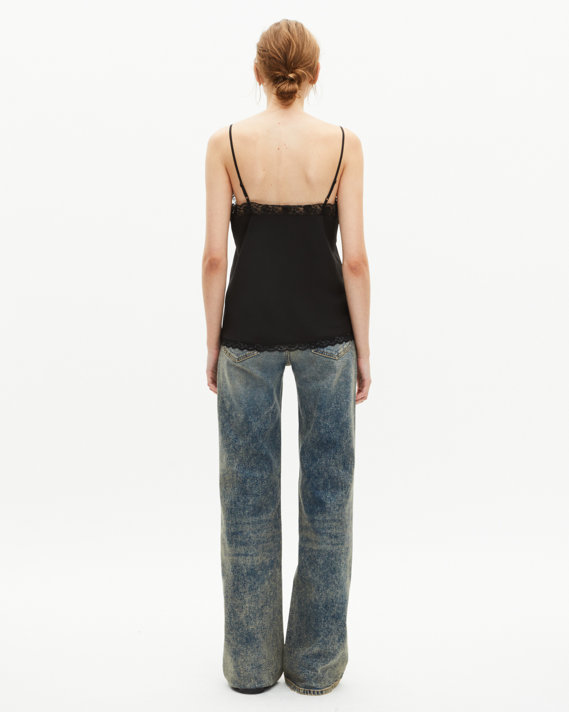Black silk and lace camisole