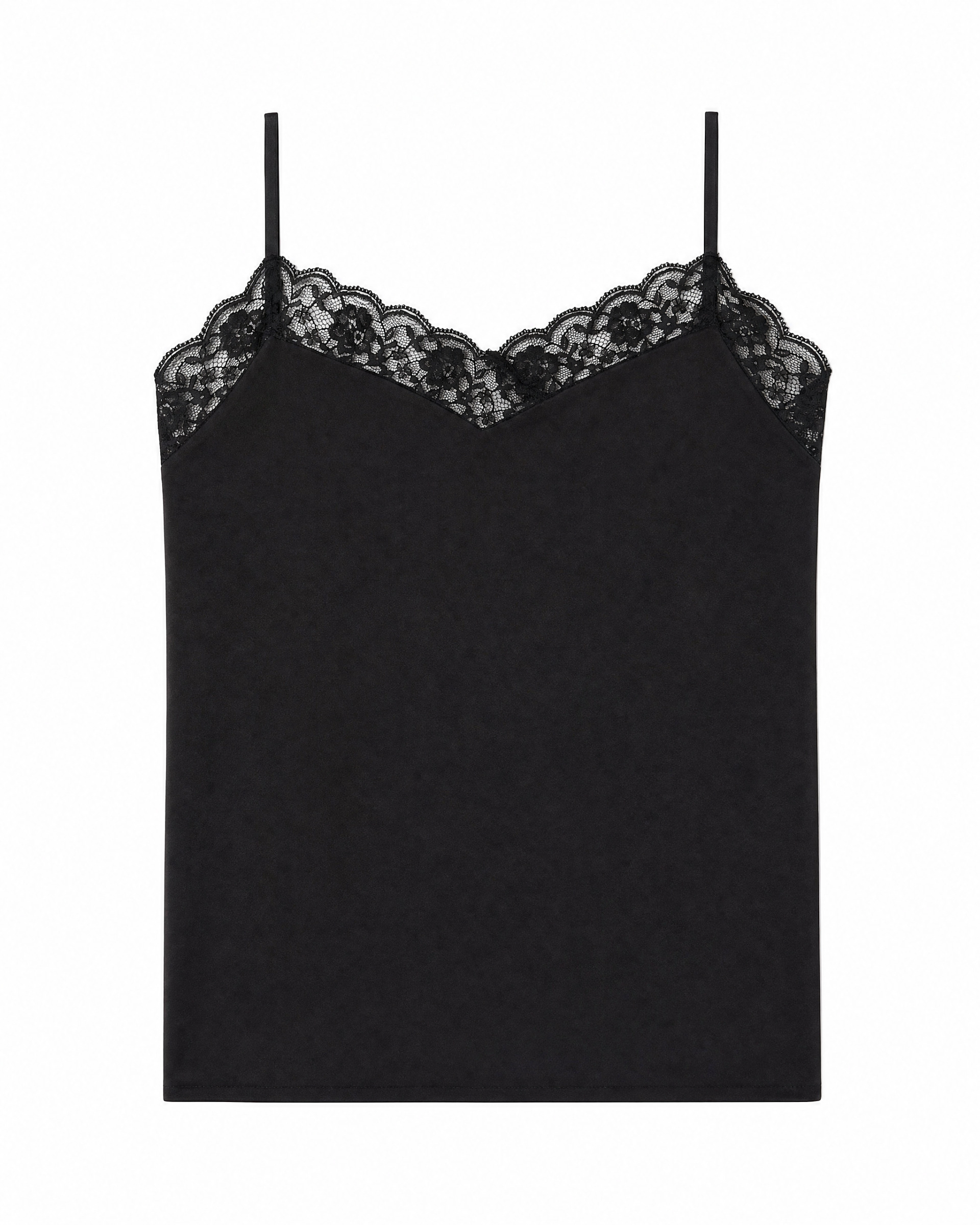 Black silk and lace camisole