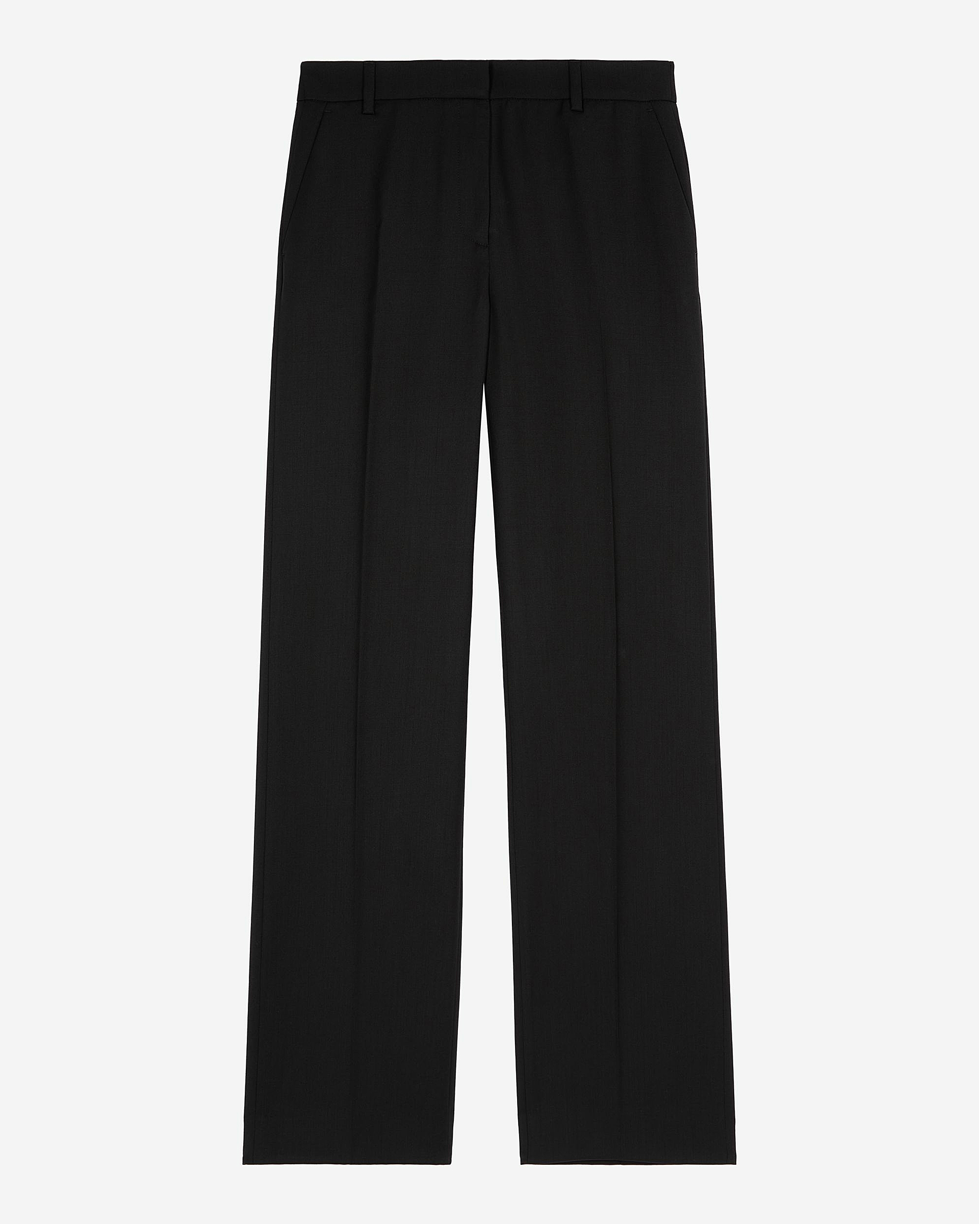 Wide-leg black wool pants