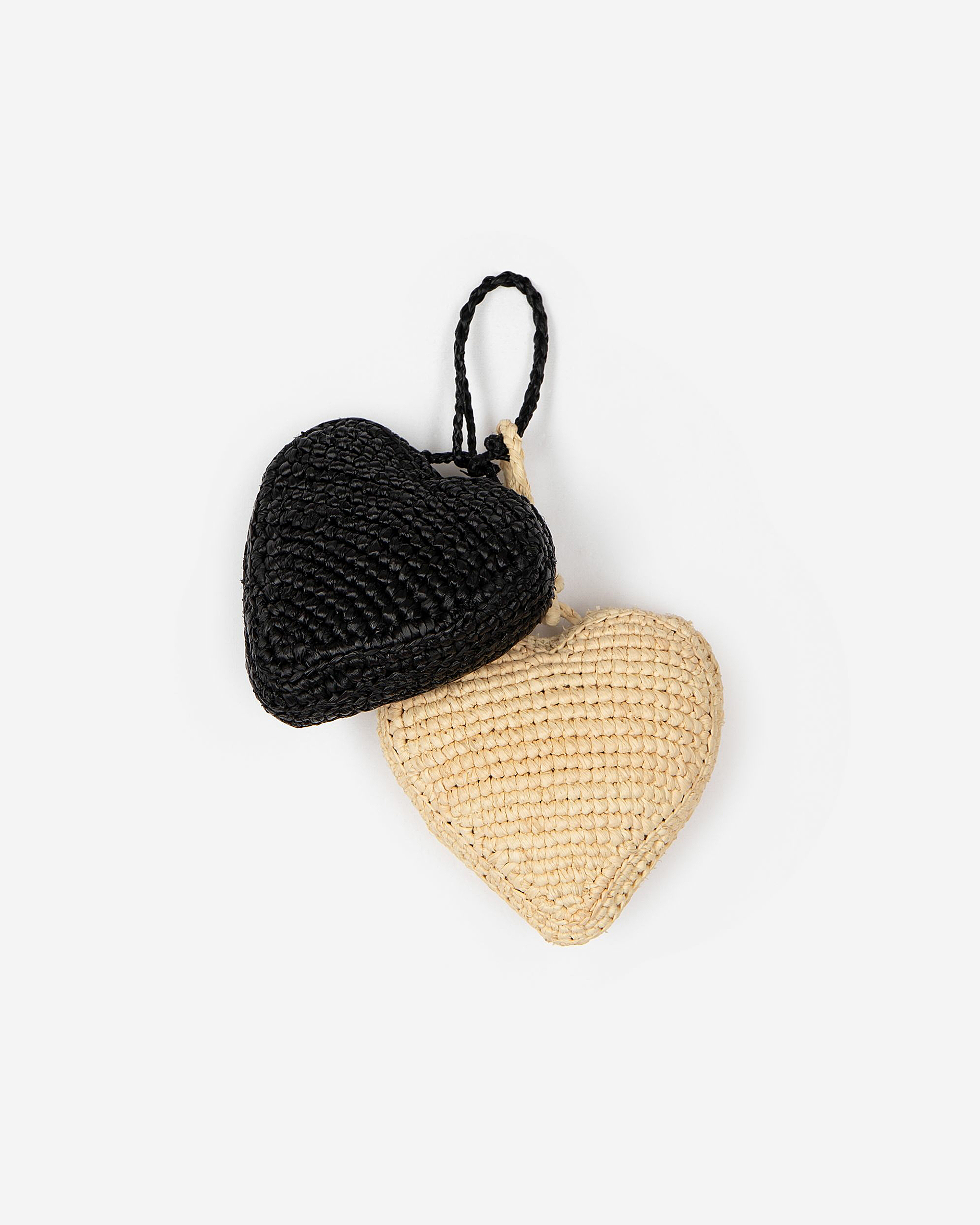 Black raffia heart bag jewel