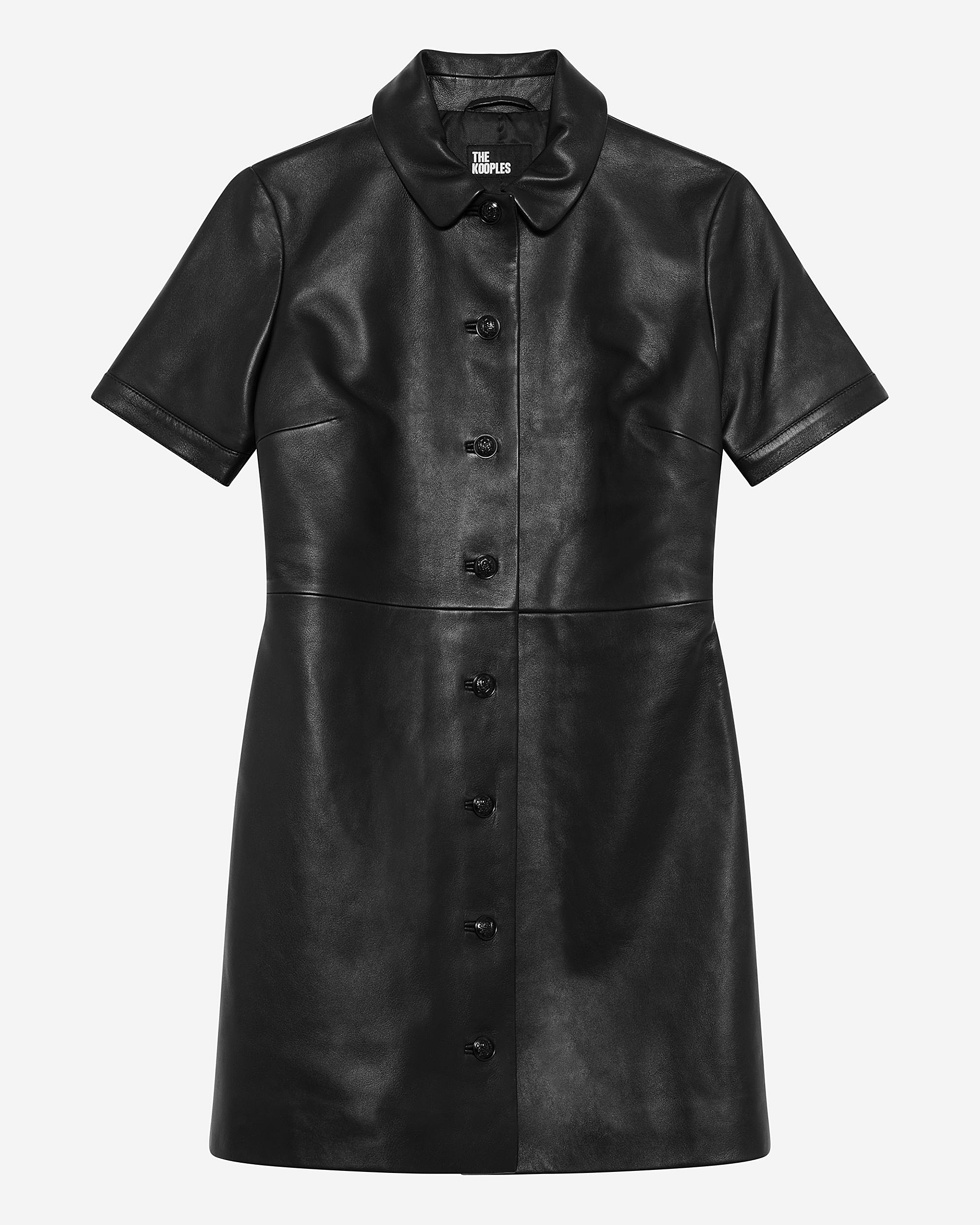 Short black leather dress