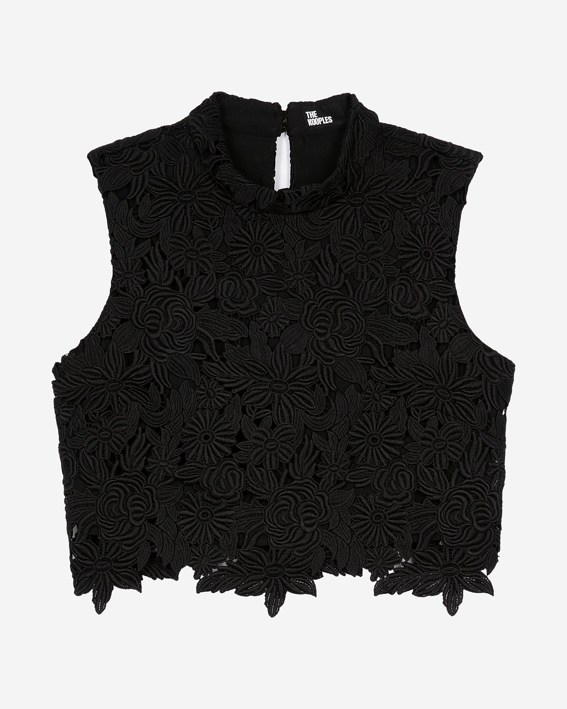 Black lace crop top