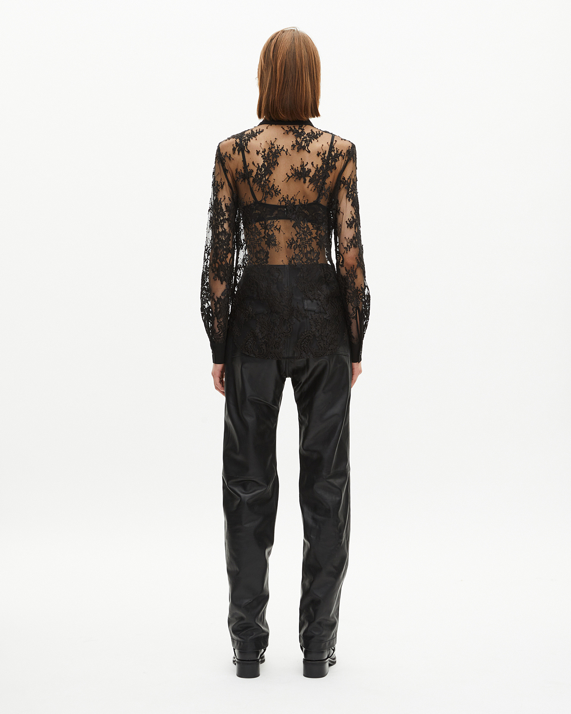 Black lace sheer shirt