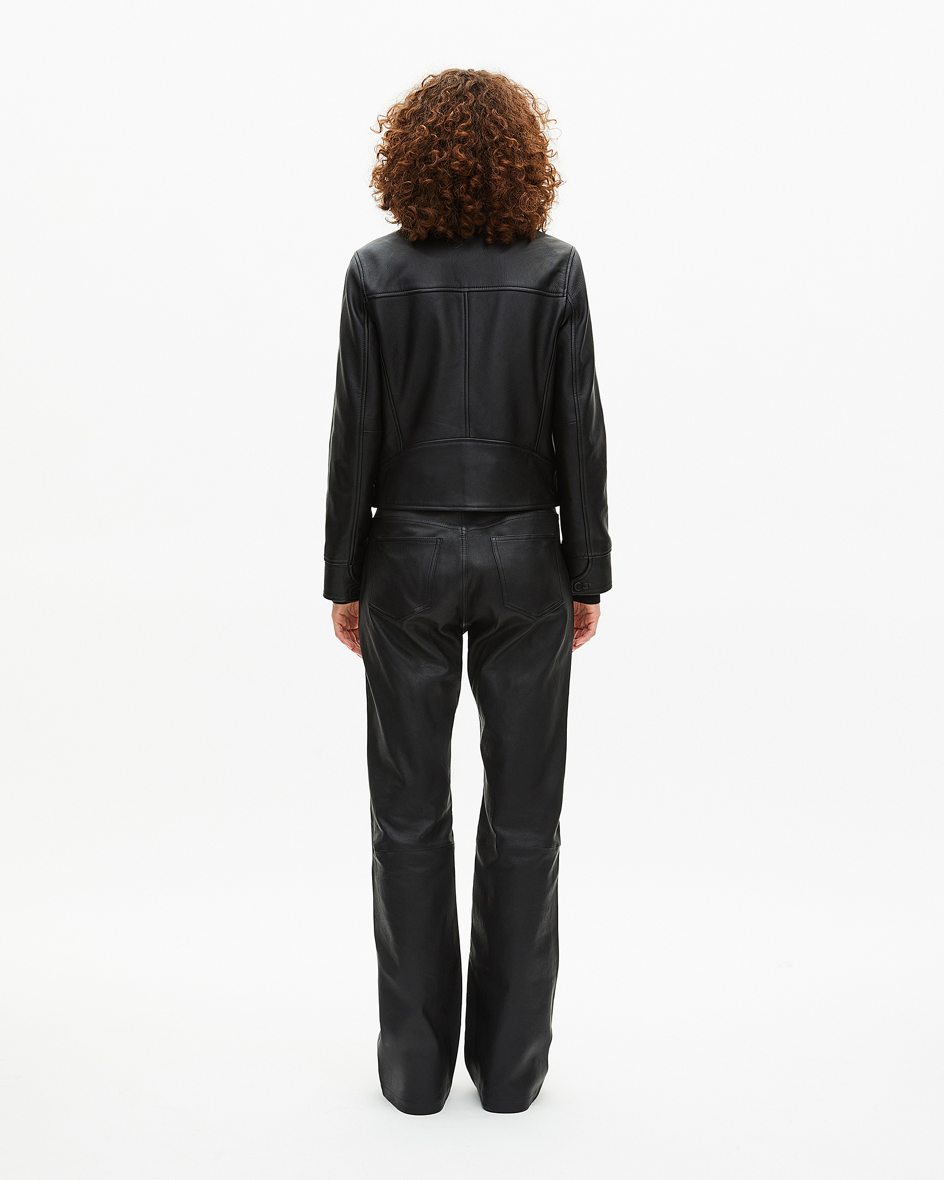 Short black leather jacket
