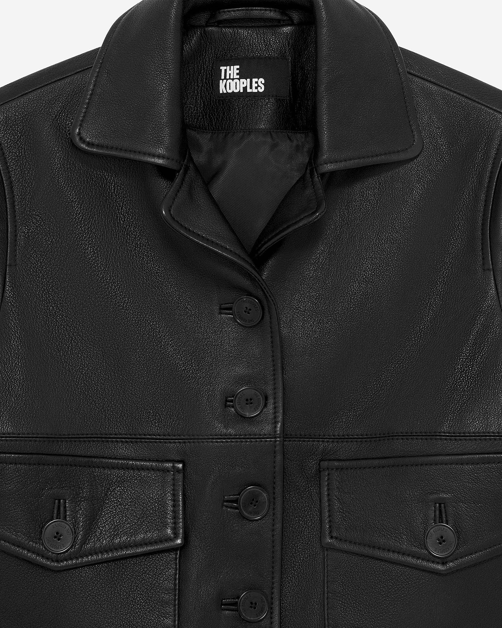 Short black leather jacket