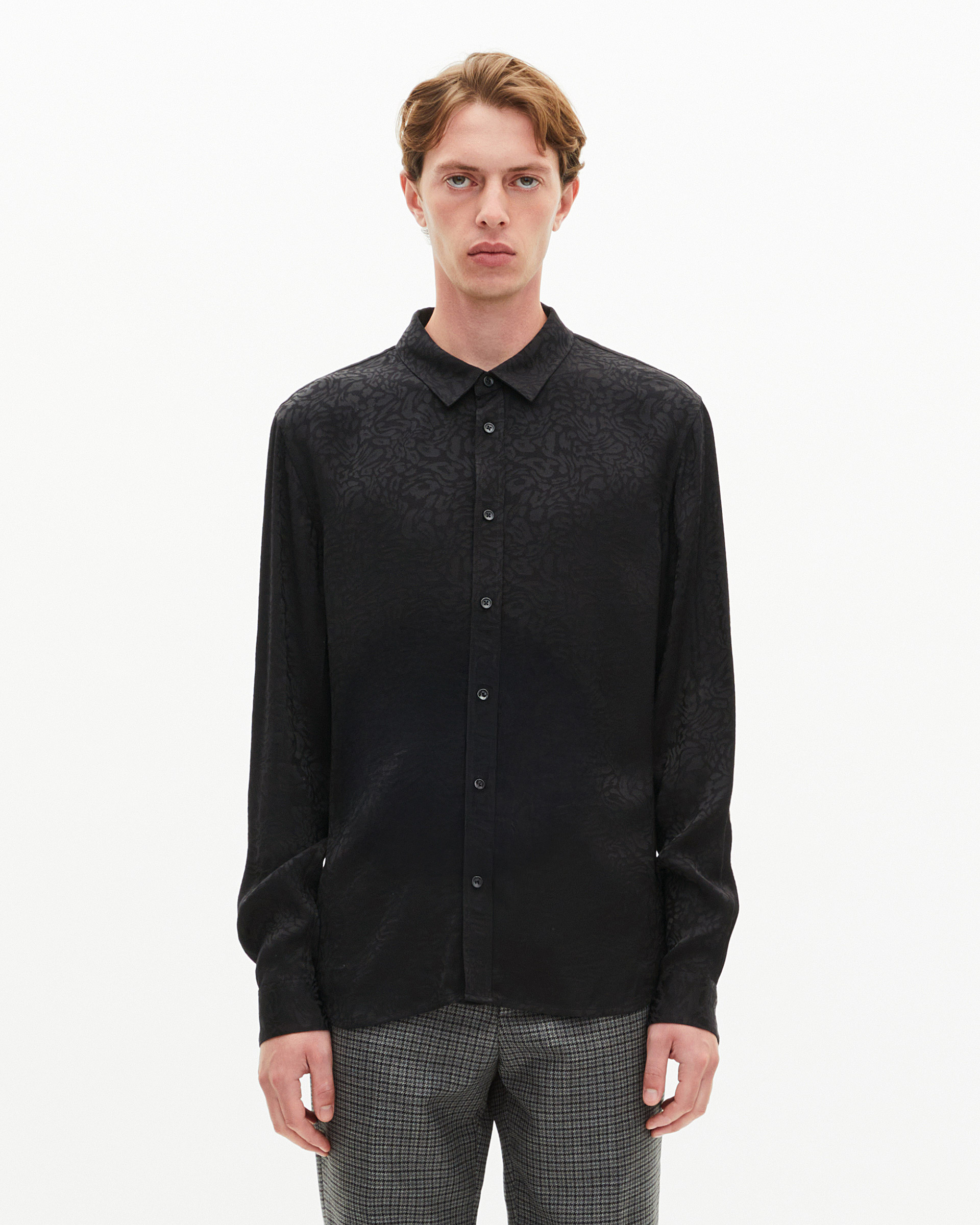 Black leopard jacquard shirt