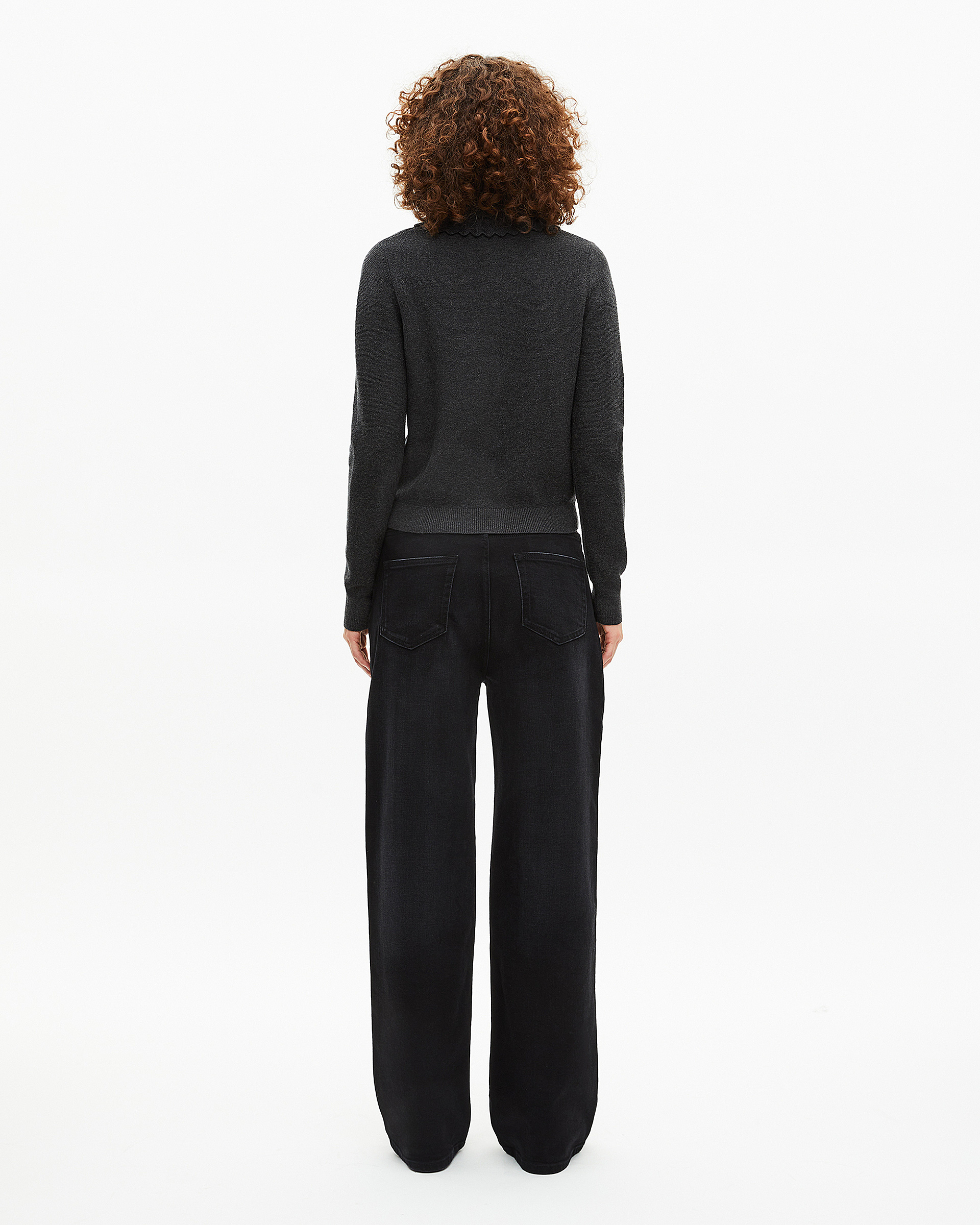 Black cowl-neck sweater