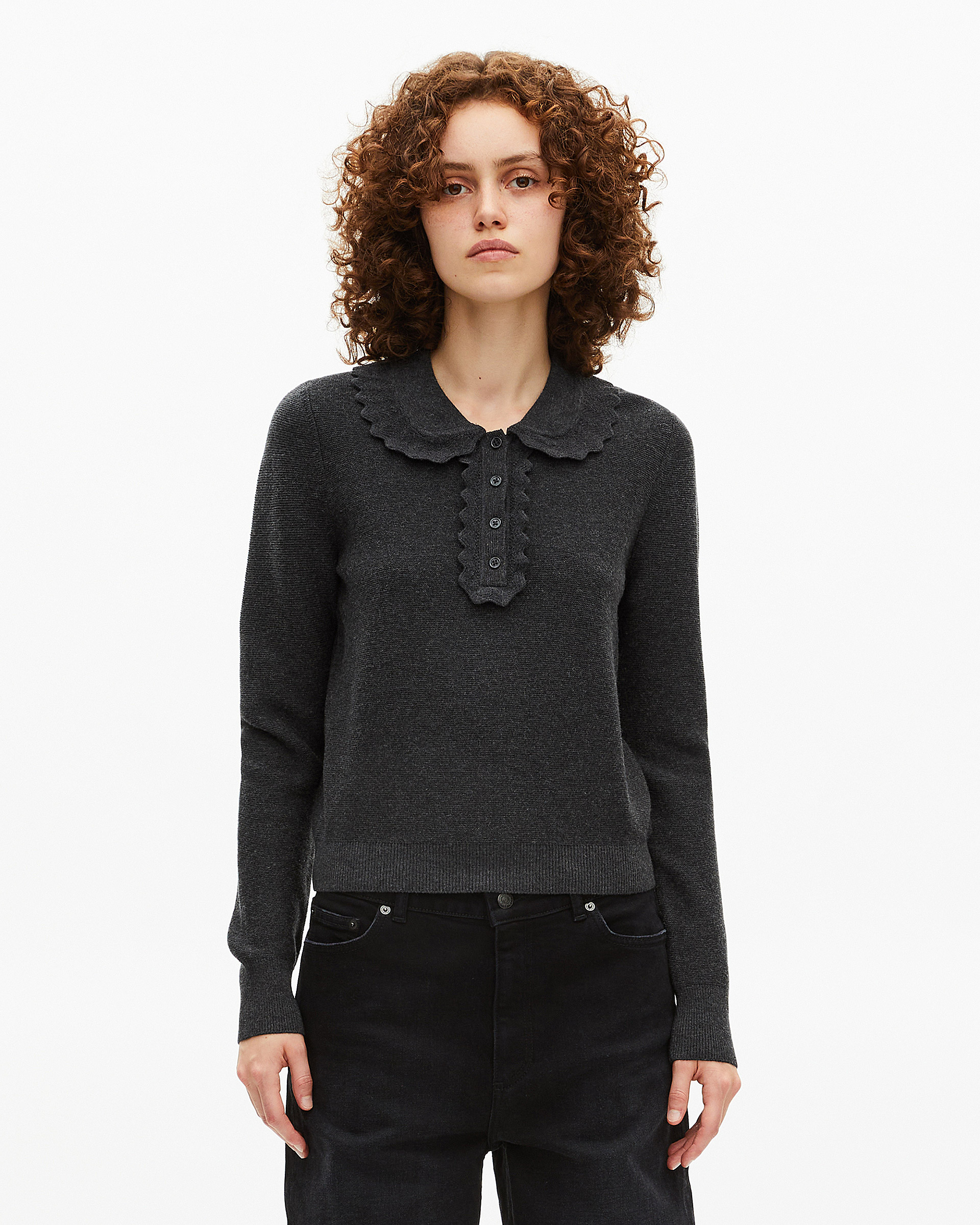 Black cowl-neck sweater