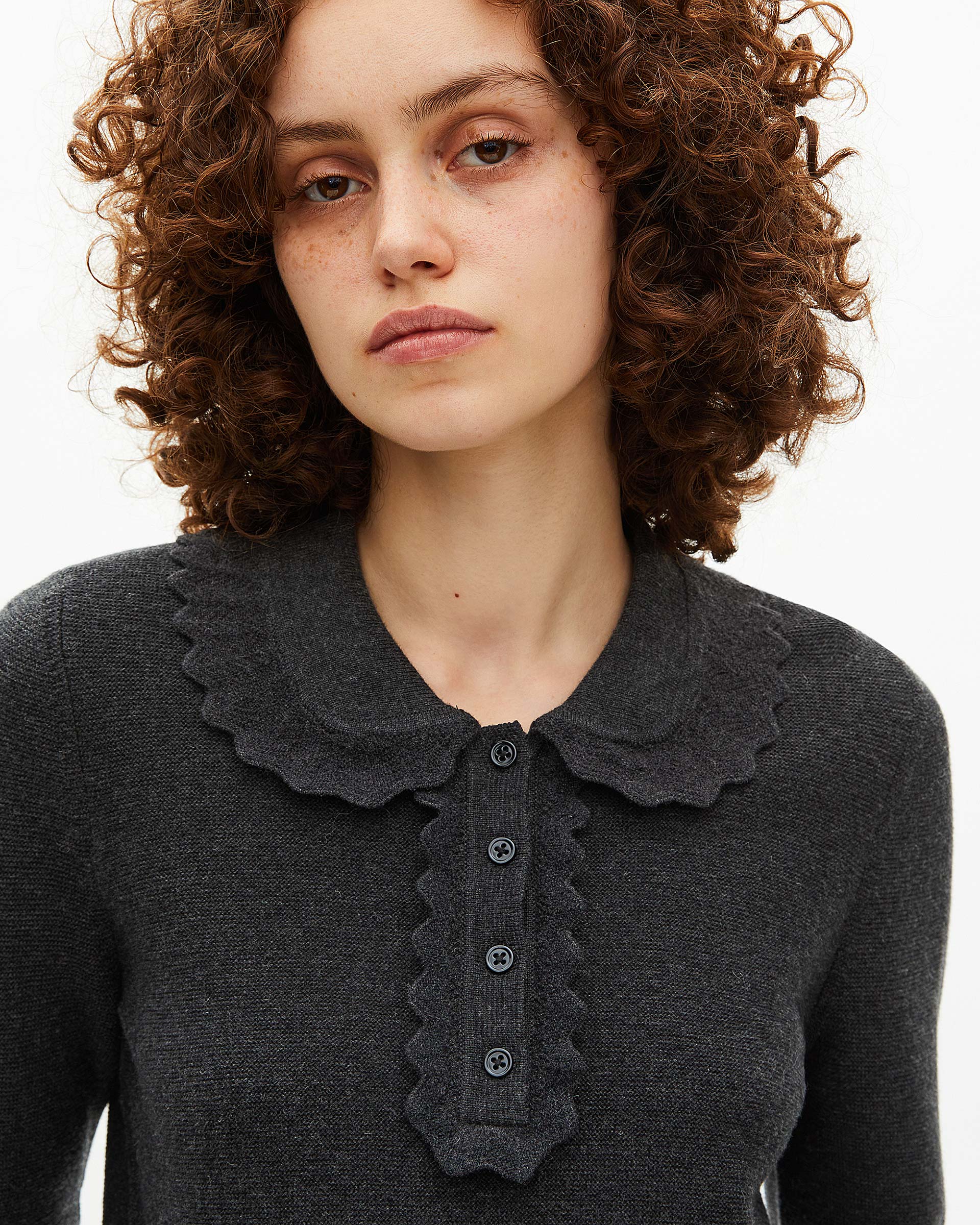 Black cowl-neck sweater