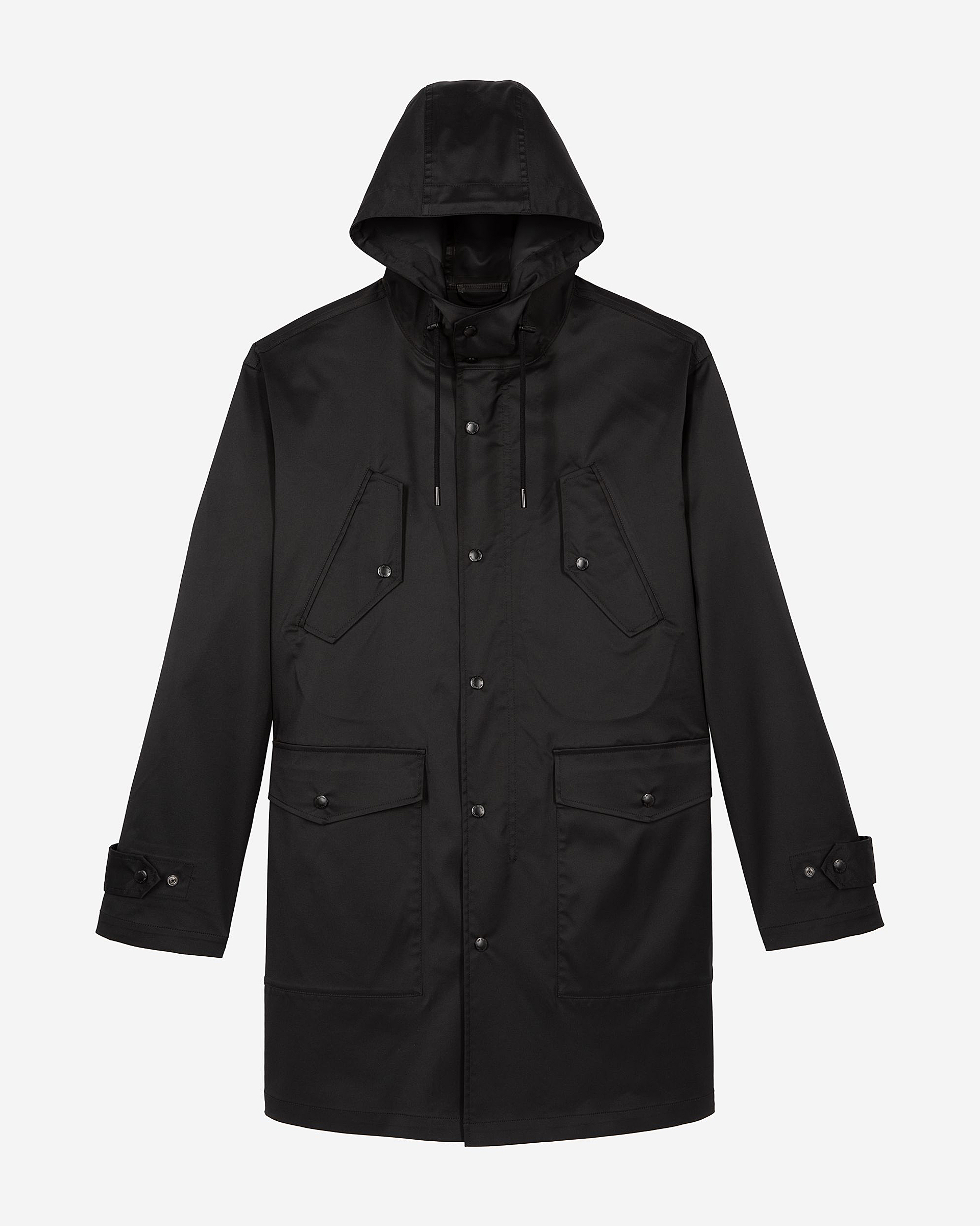 Water-repellent parka with black hood
