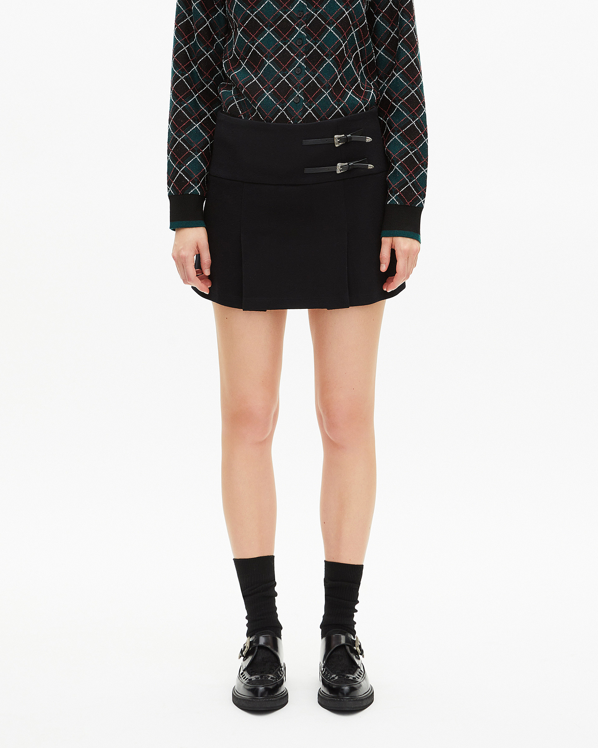Wrap skirt with short black western buckles