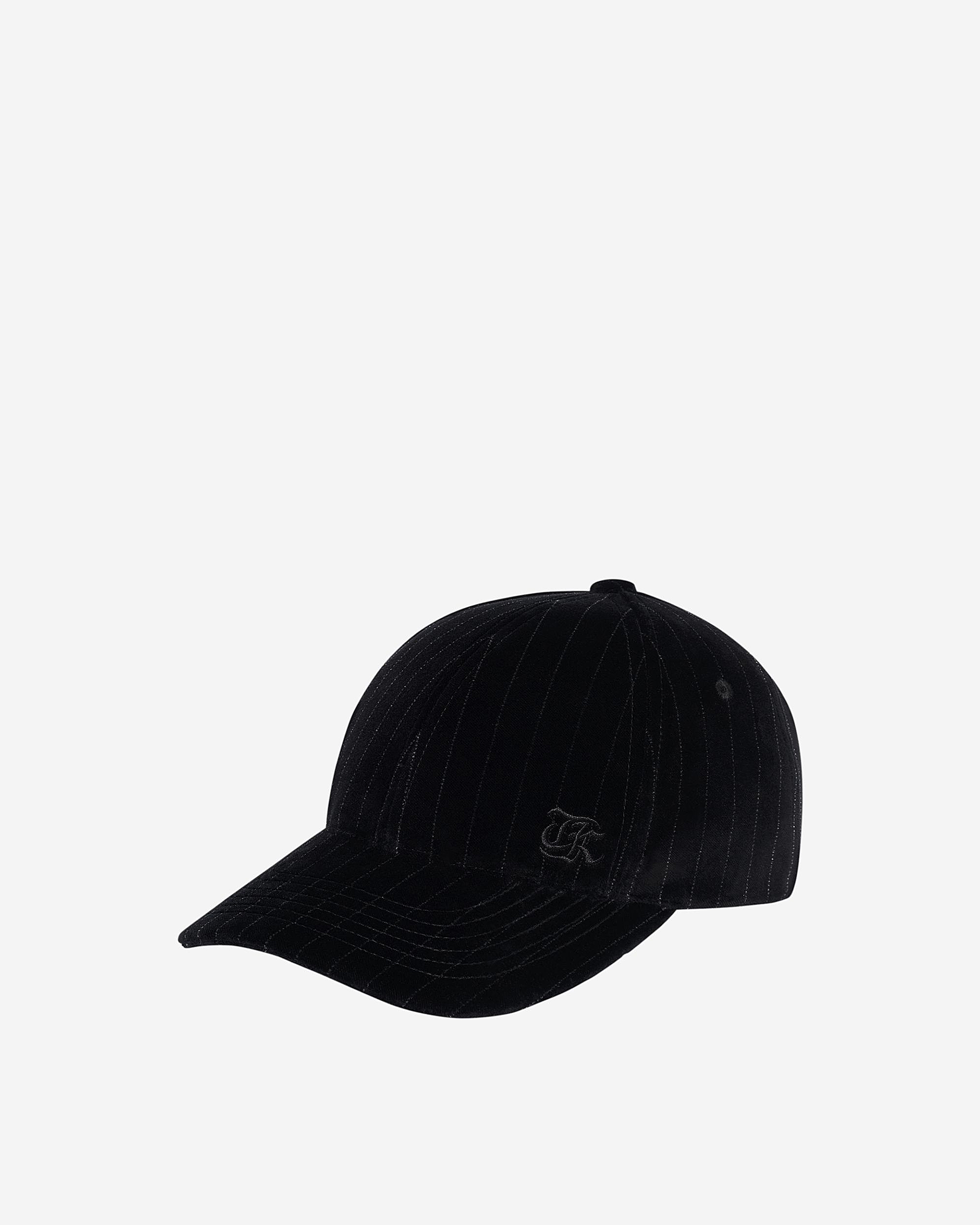 White velvet cap with fine stripes