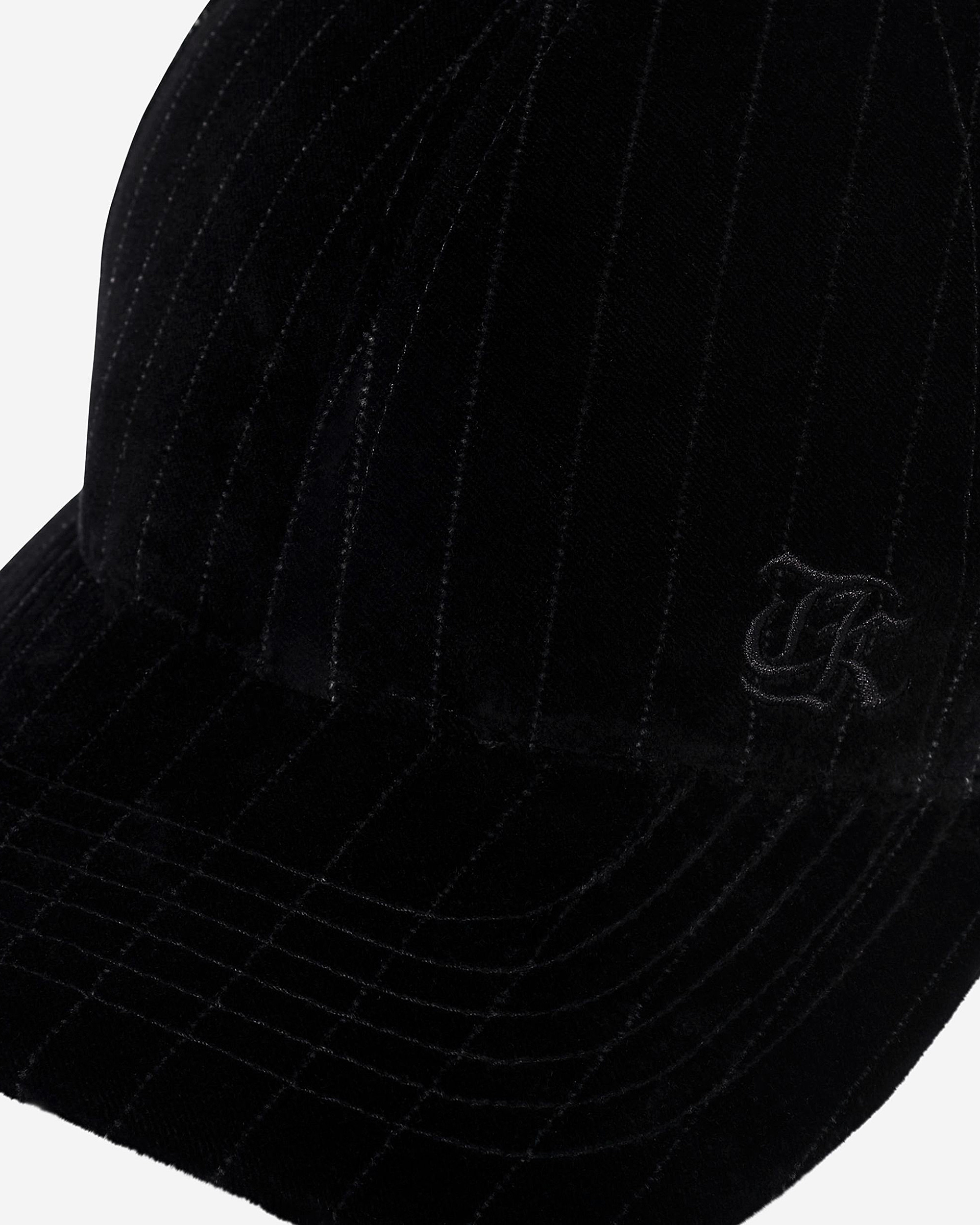 White velvet cap with fine stripes