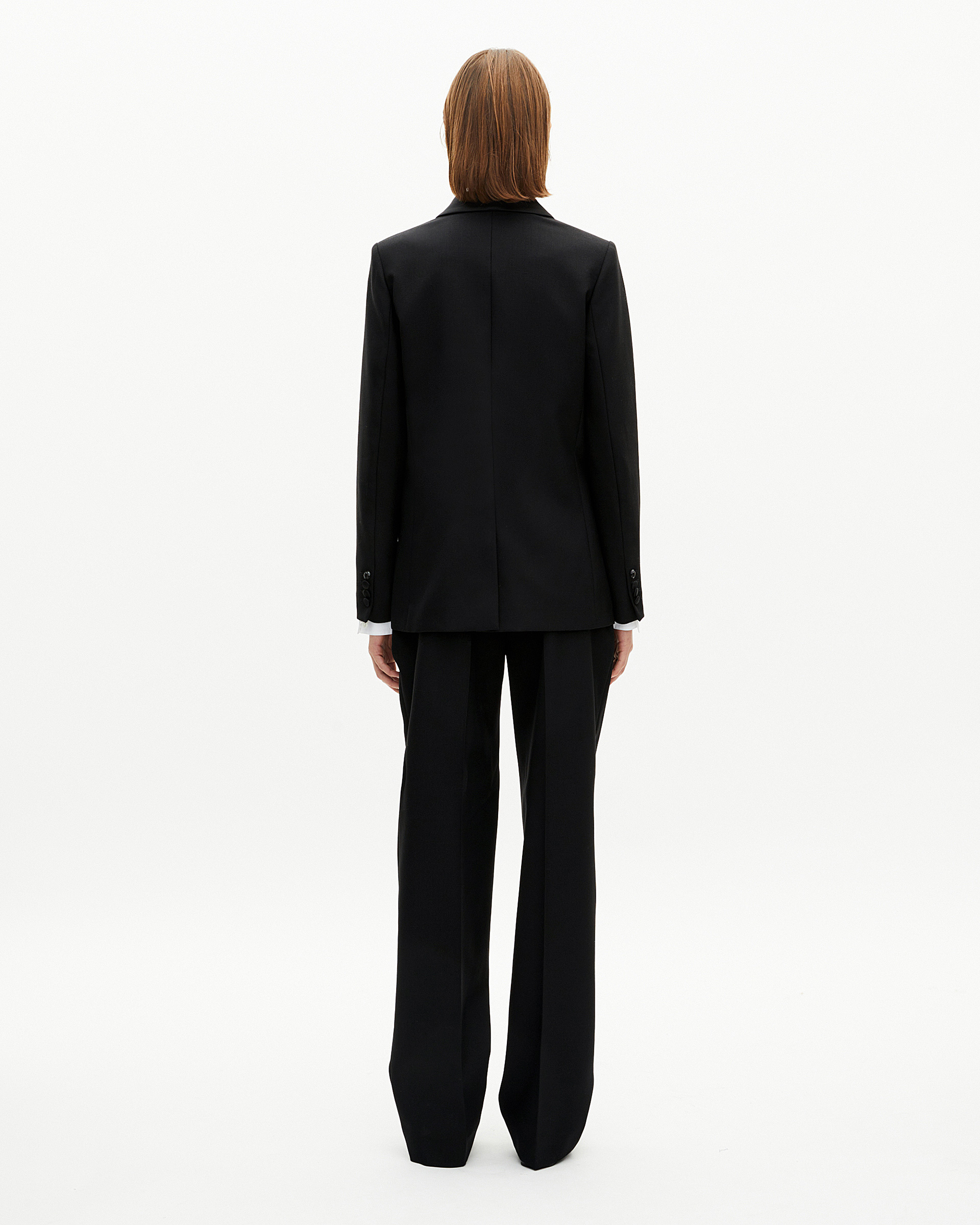 Black satin detail suit jacket