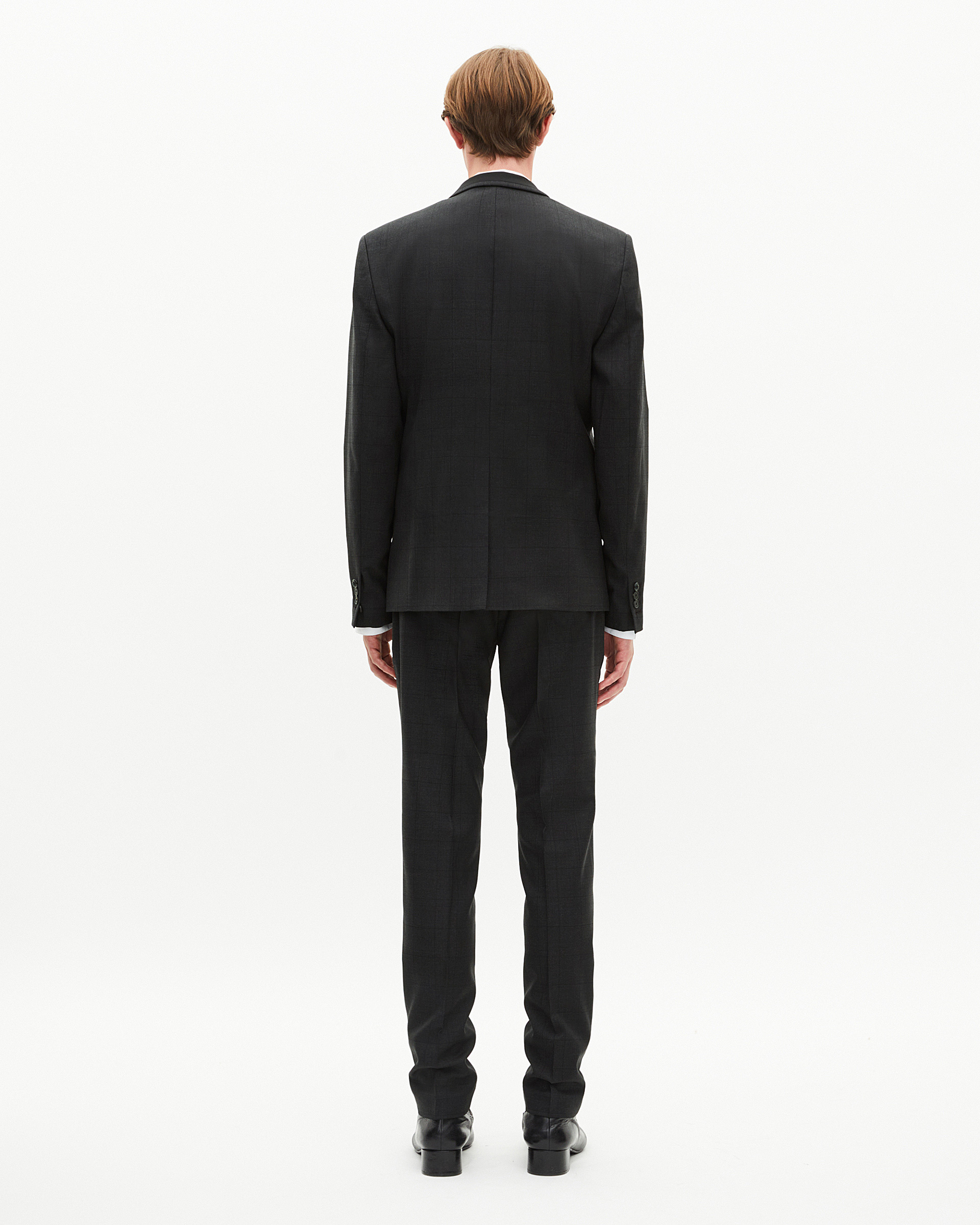 Black wool plaid suit jacket