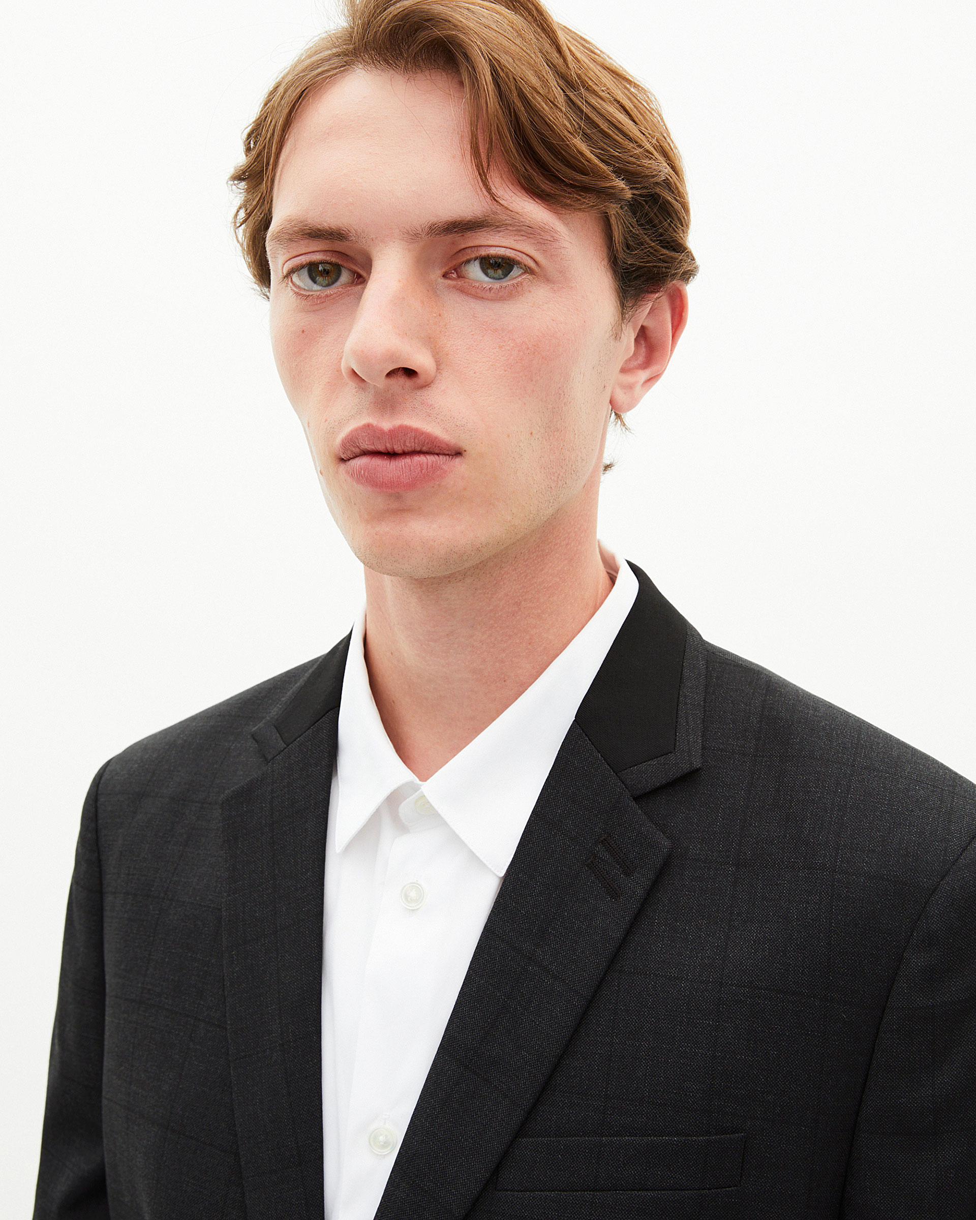 Black wool plaid suit jacket