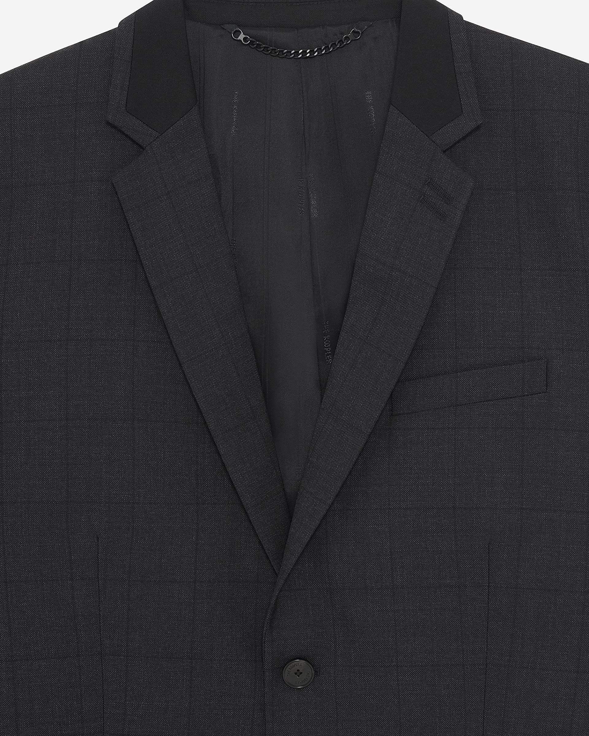 Black wool plaid suit jacket