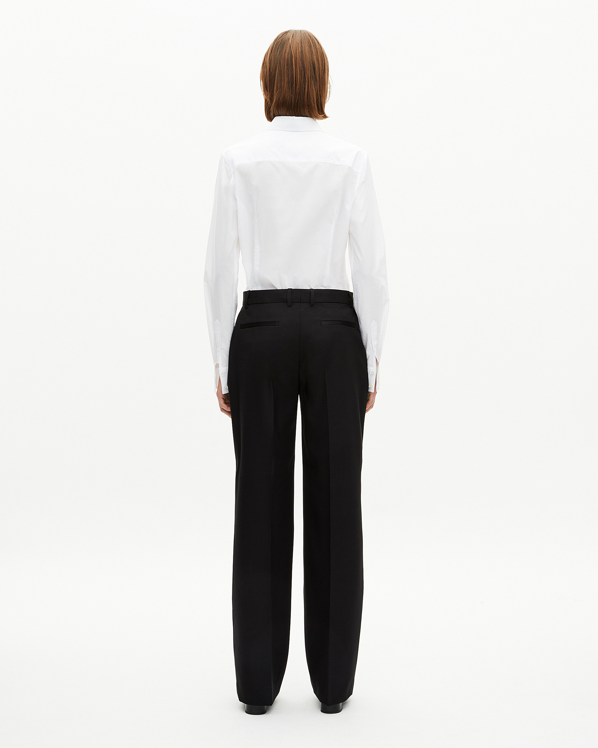 Wide-leg pants with black satin details