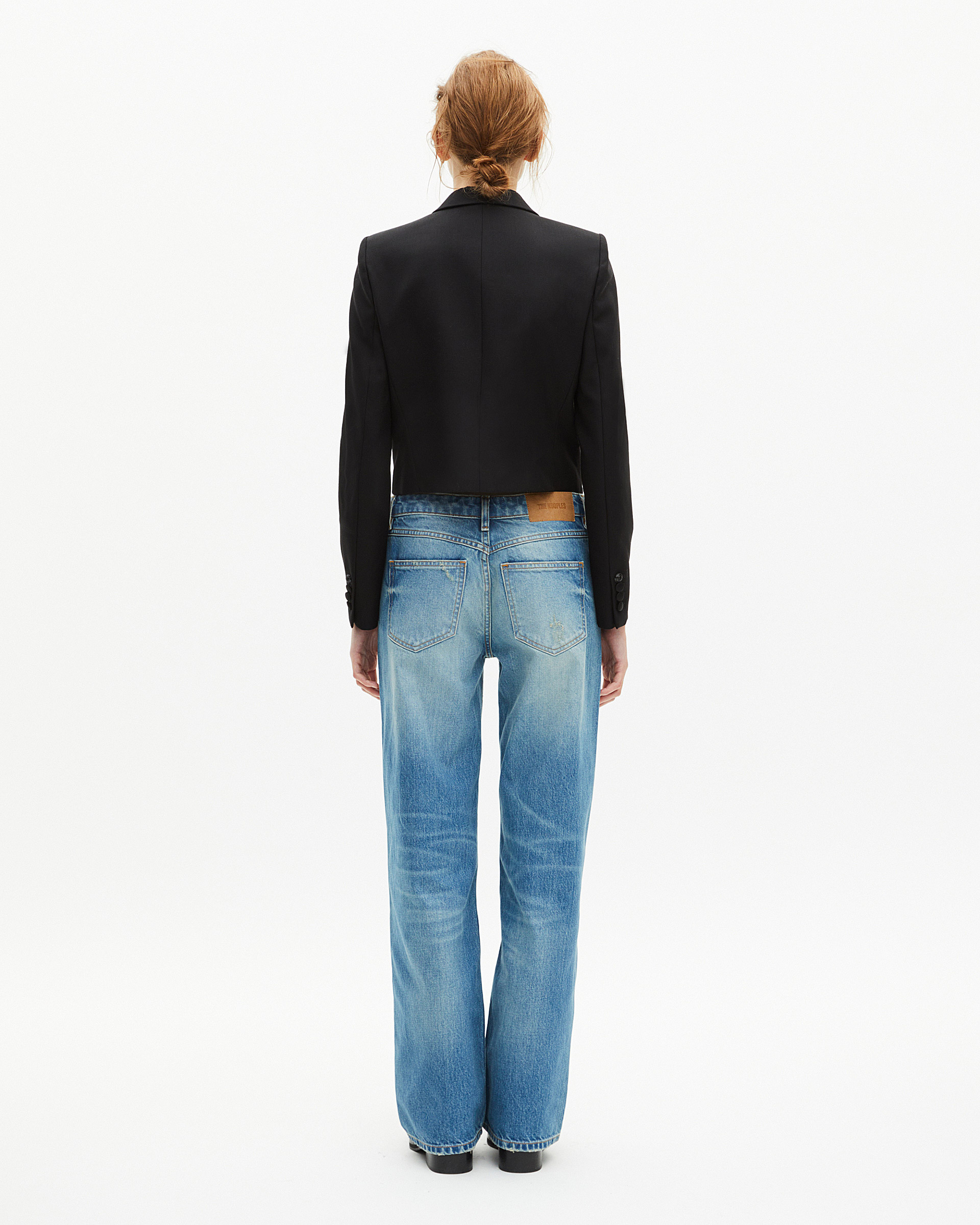 Short asymmetrical black jacket