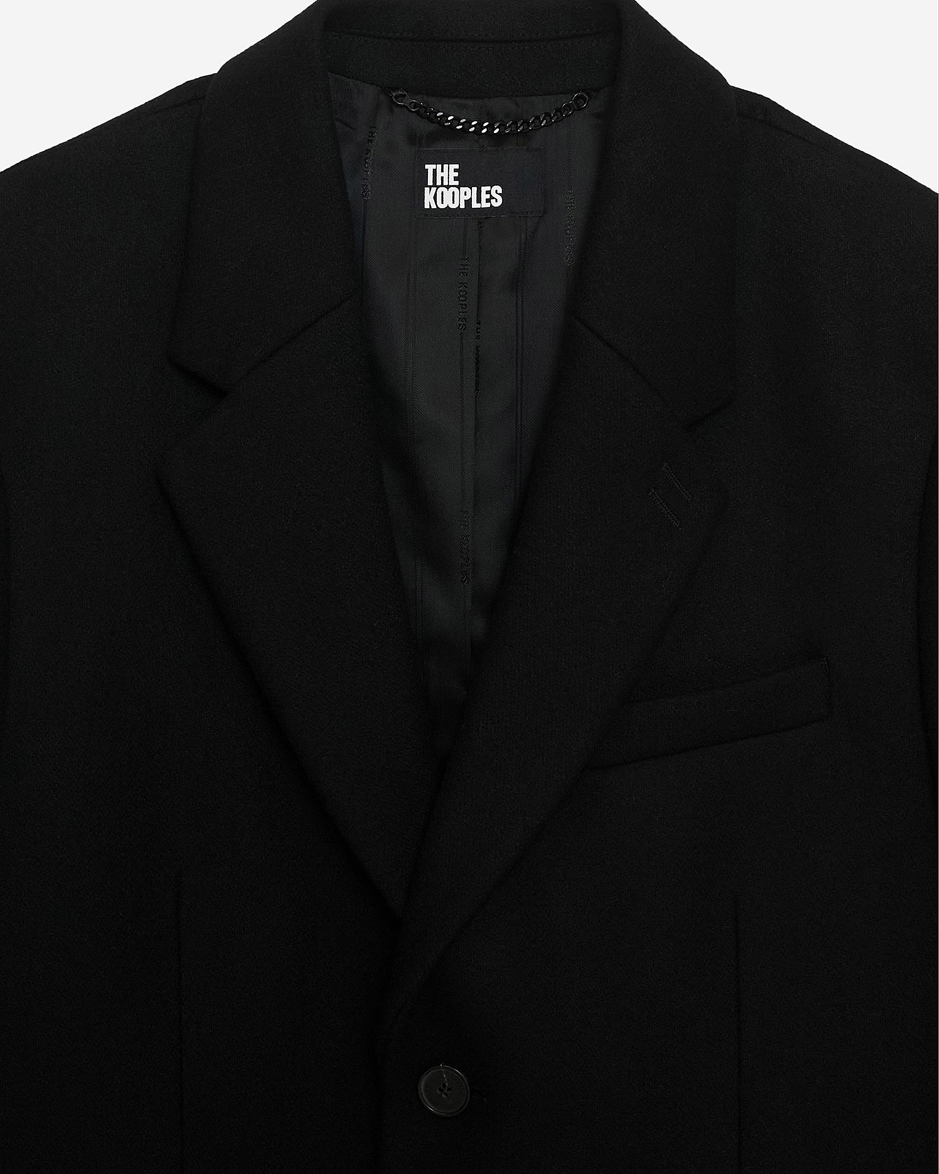 Black leather lapel collar coat